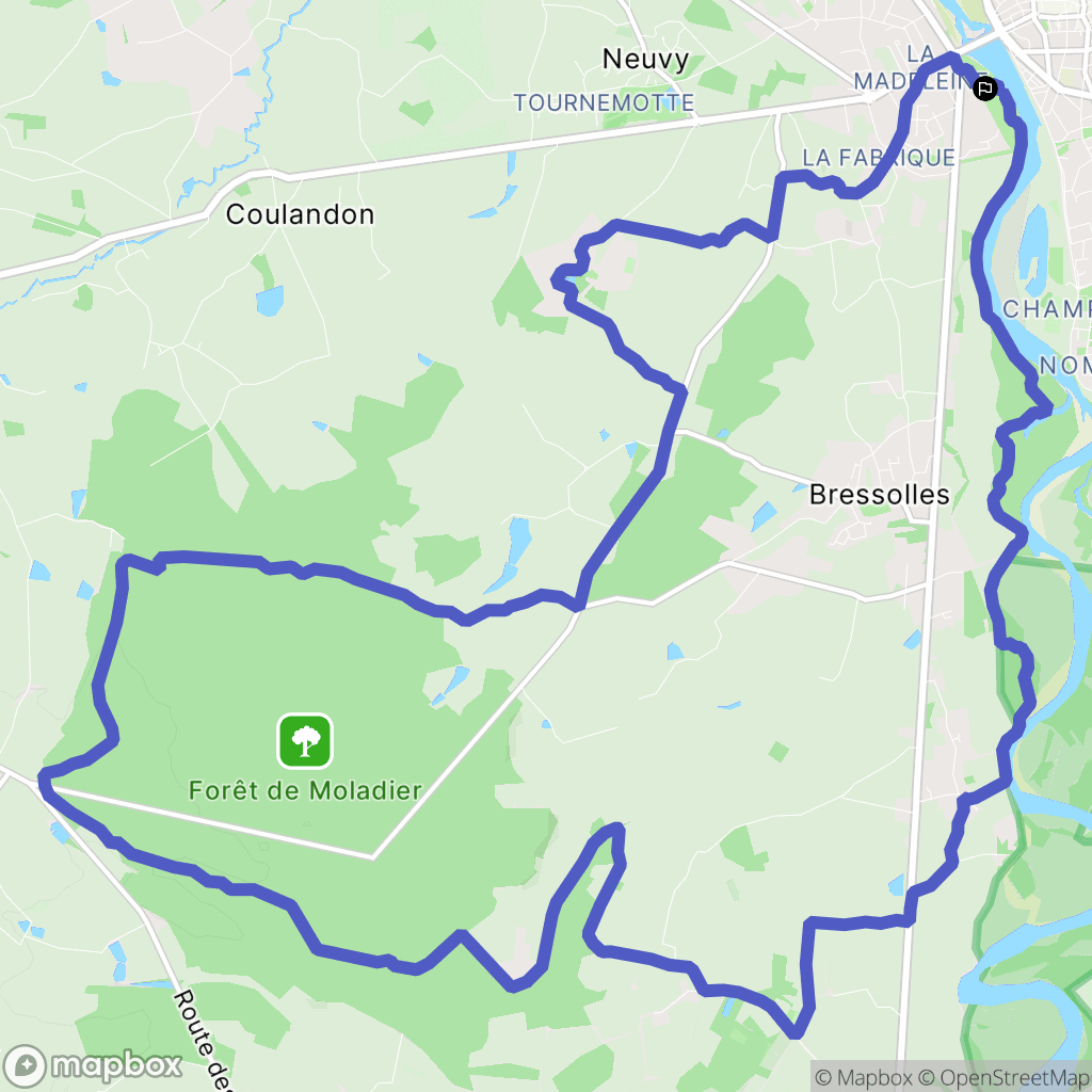 Moulins : carte du parcours de randonnée - France