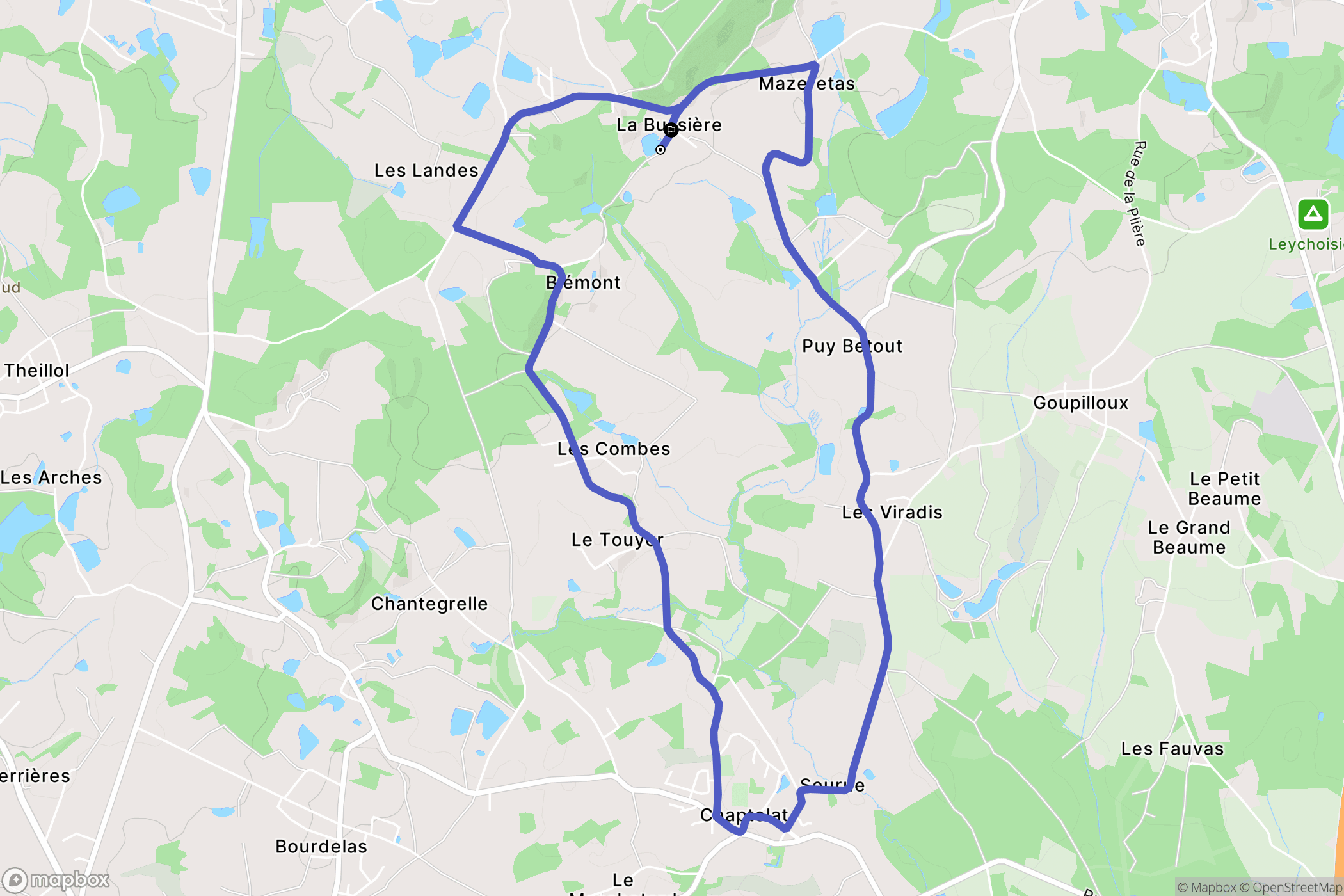 Chaptelat : carte du parcours de randonnée - France