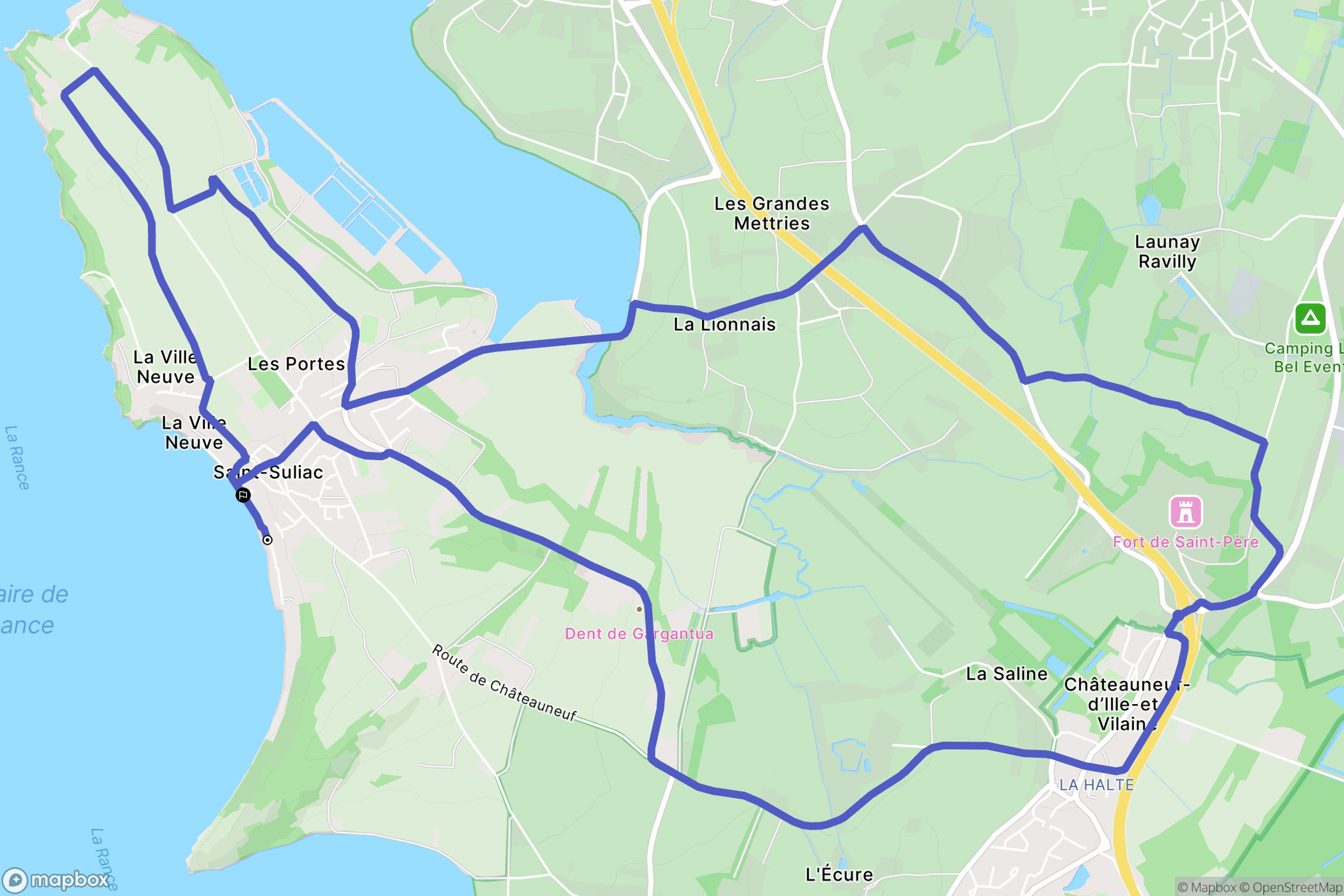 Saint-Suliac : carte du parcours de randonnée - France