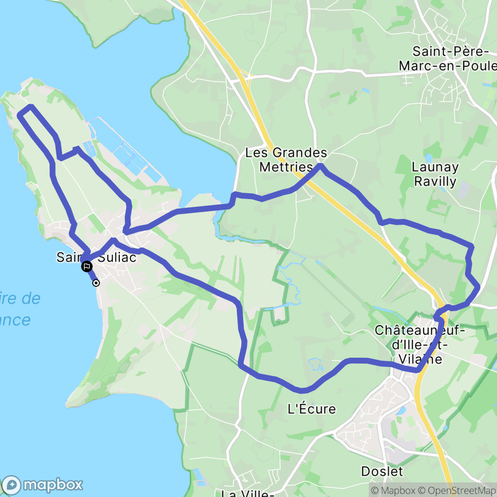 Saint-Suliac : carte du parcours de randonnée - France