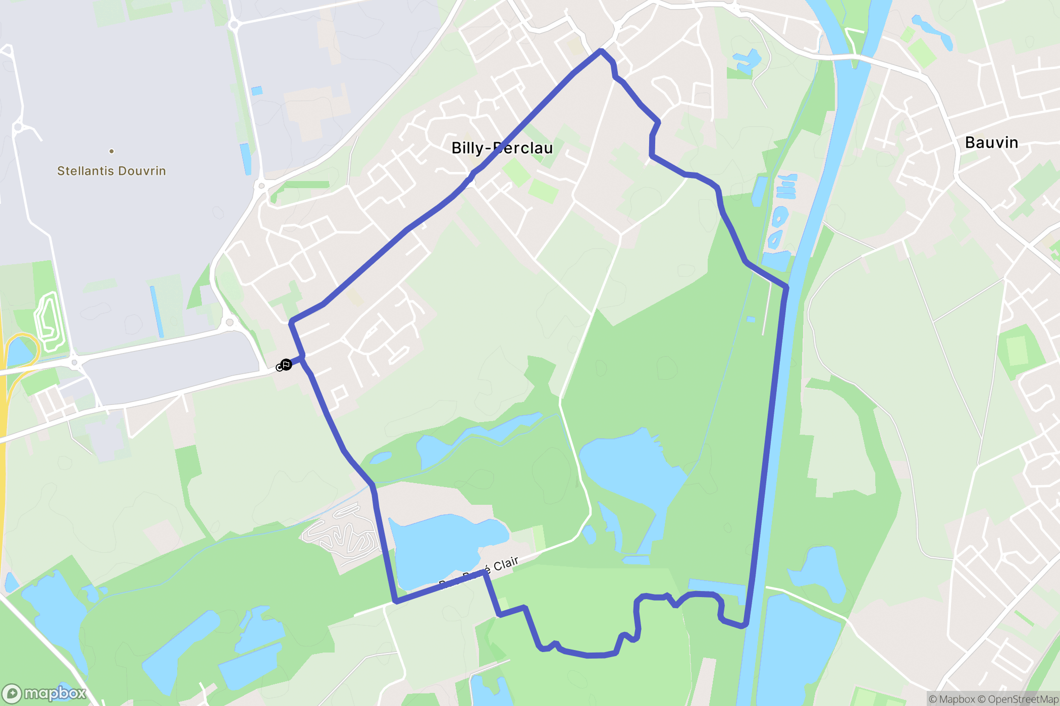 Billy-Berclau : carte du parcours de randonnée - France