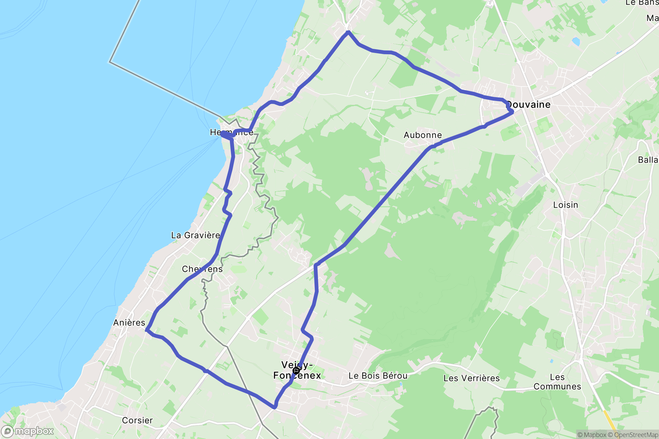 Veigy-Foncenex : carte du parcours de randonnée - France