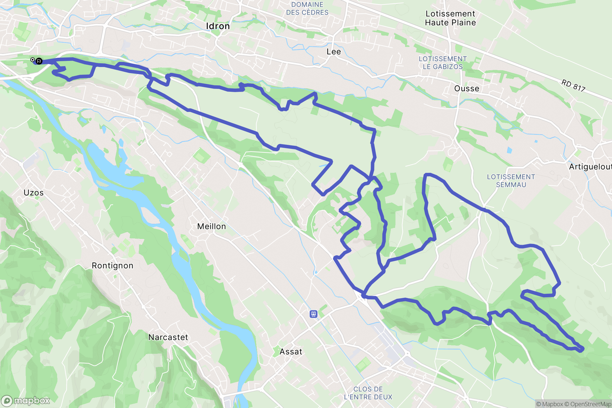Bizanos : carte du parcours de randonnée - France