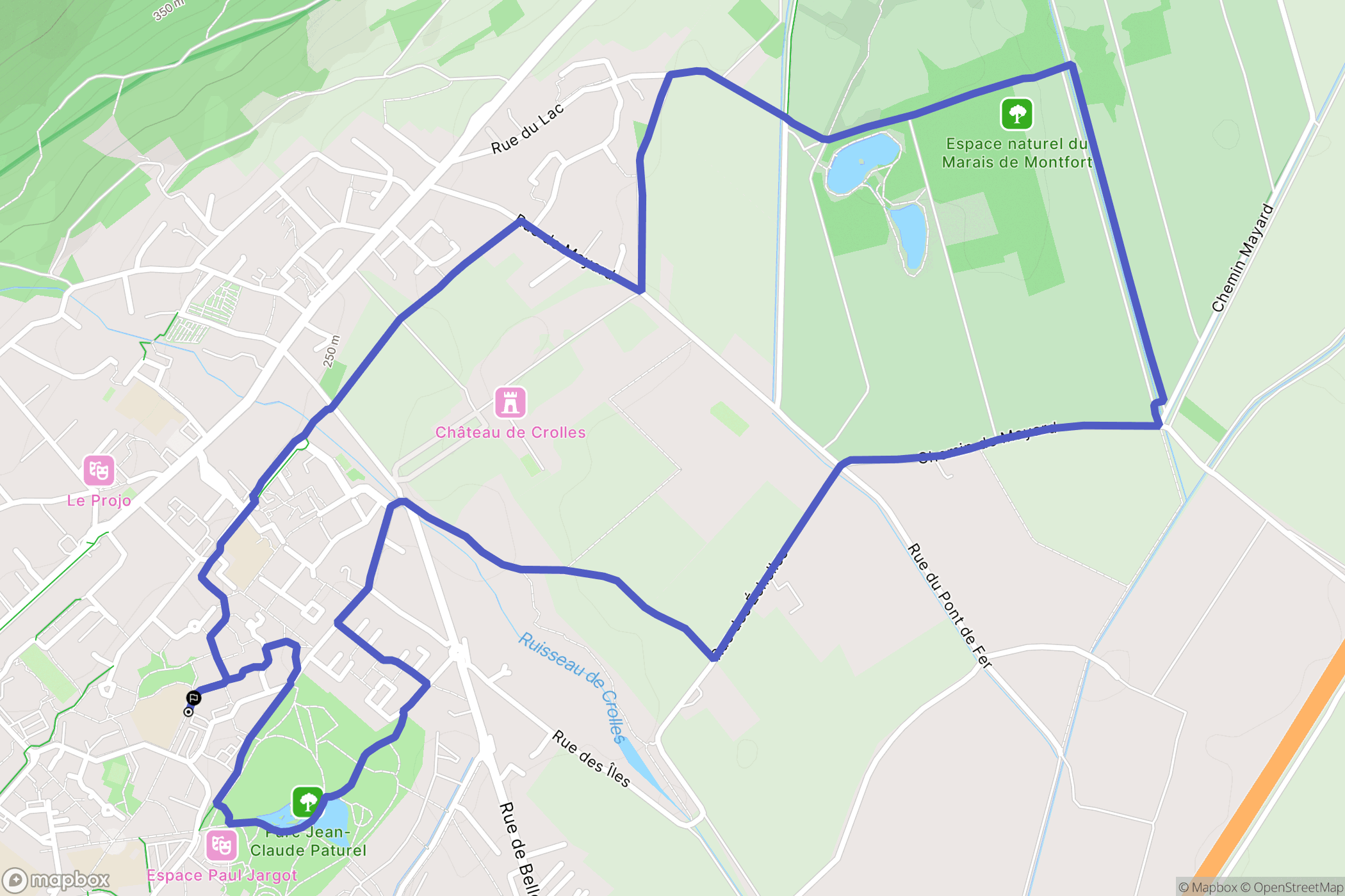 Crolles : carte du parcours de randonnée - France