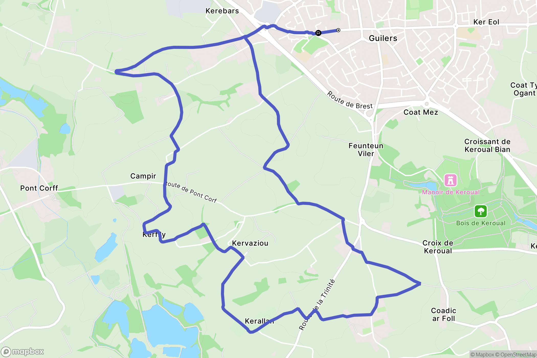 Guilers : carte du parcours de randonnée - France