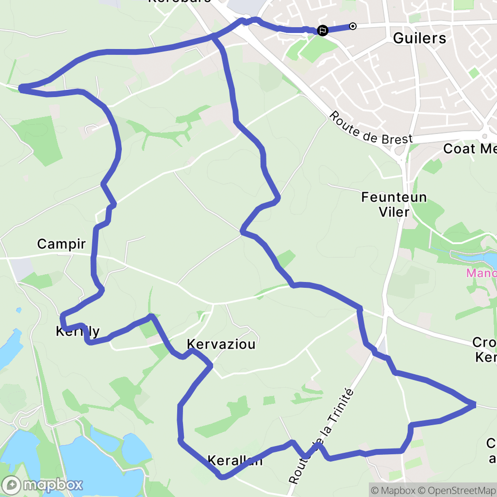 Guilers : carte du parcours de randonnée - France