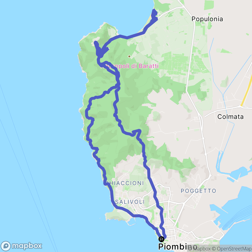 Piombino : carte du parcours de randonnée - Italy