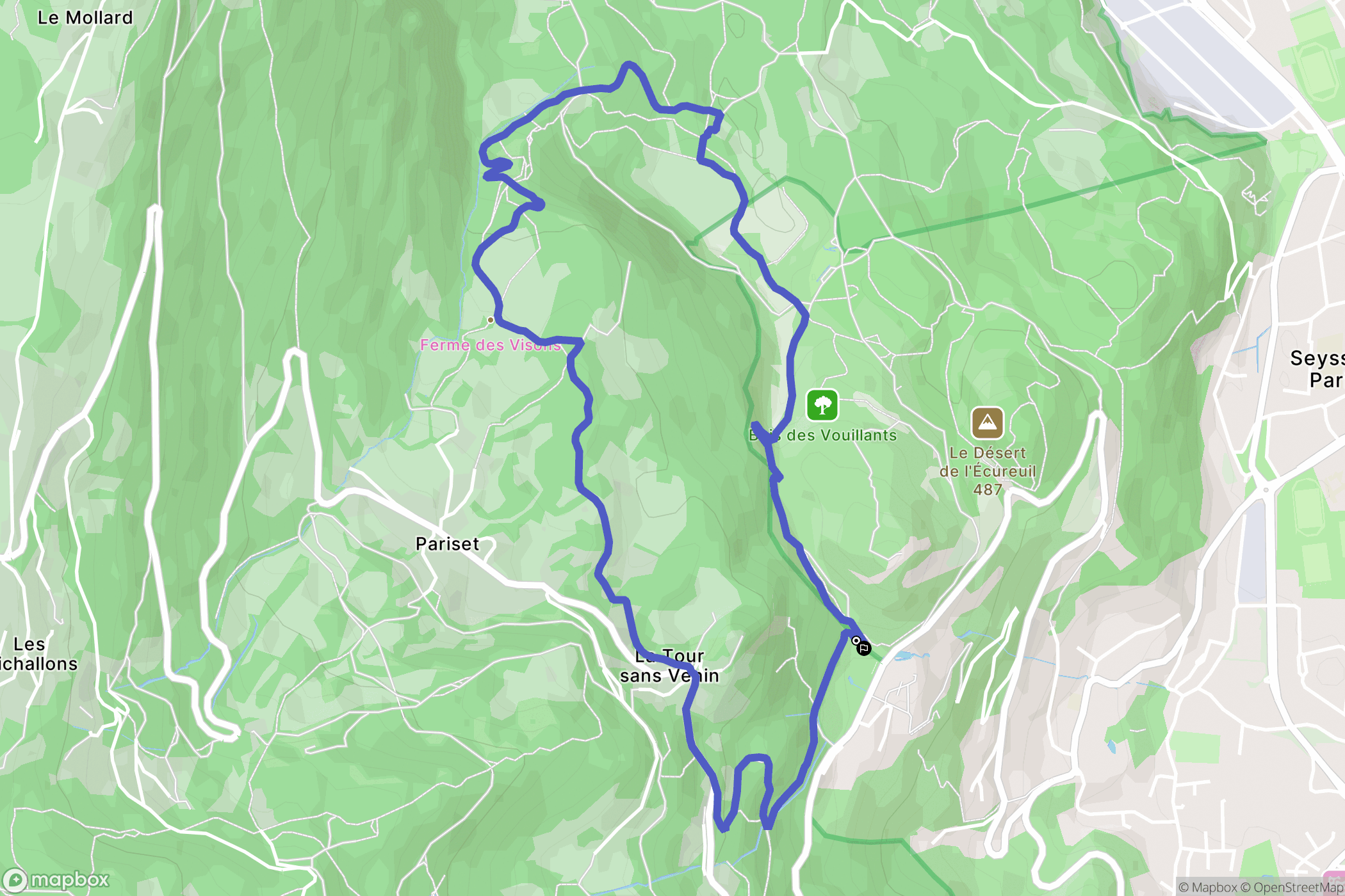 Seyssinet-Pariset : carte du parcours de randonnée - France