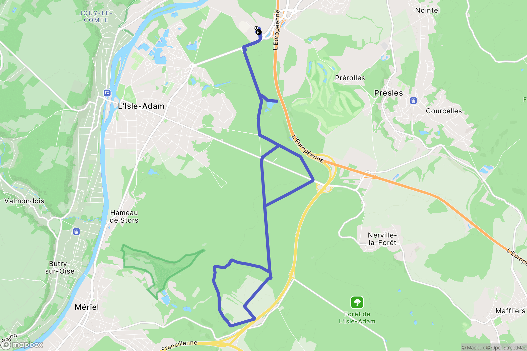L'Isle-Adam : carte du parcours de randonnée - France
