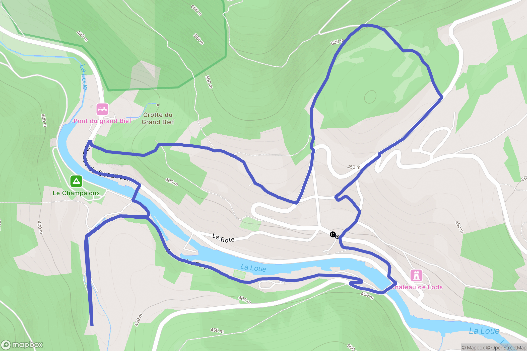Lods : carte du parcours de randonnée - France