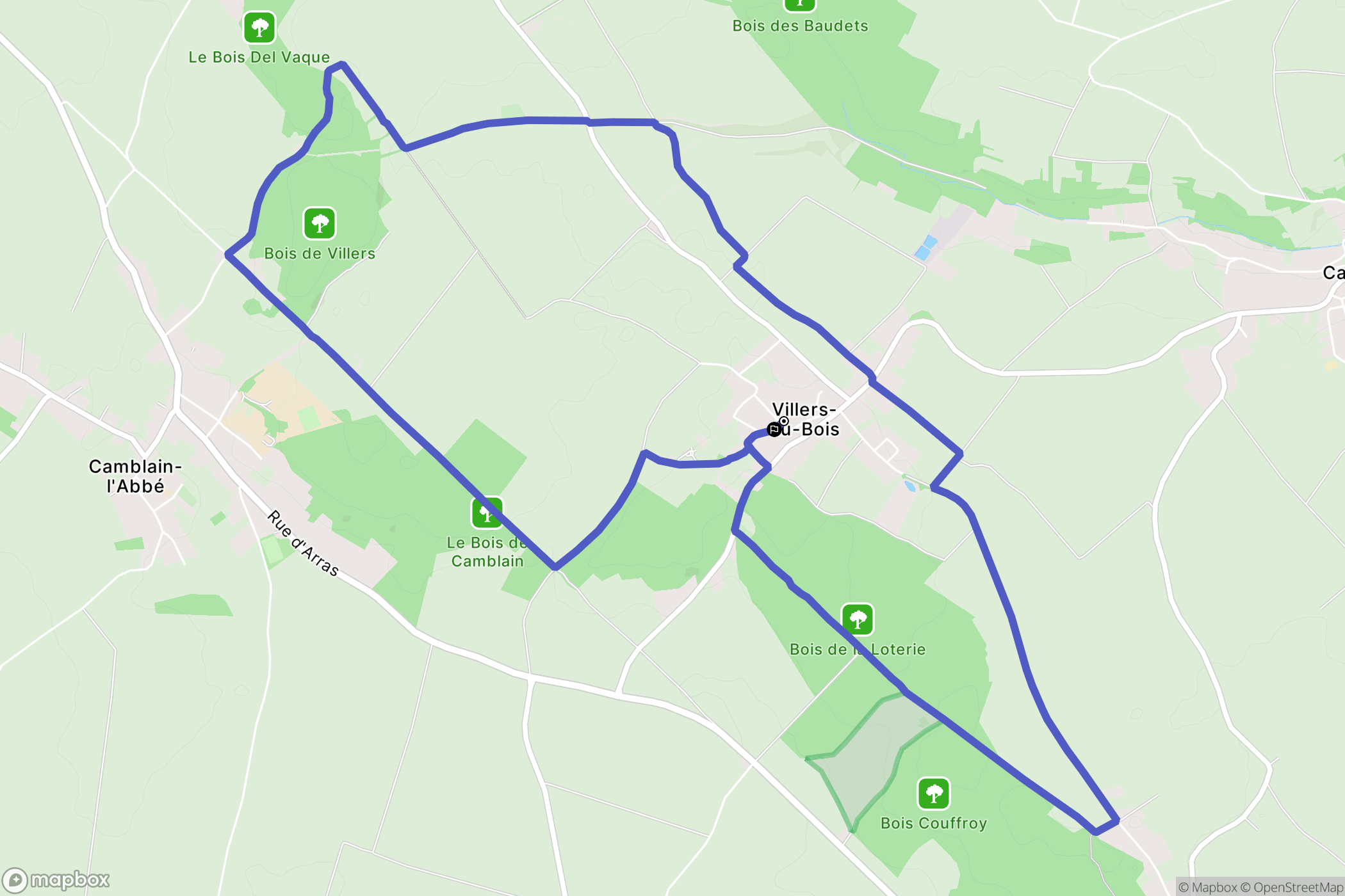 Villers-au-Bois : carte du parcours de randonnée - France