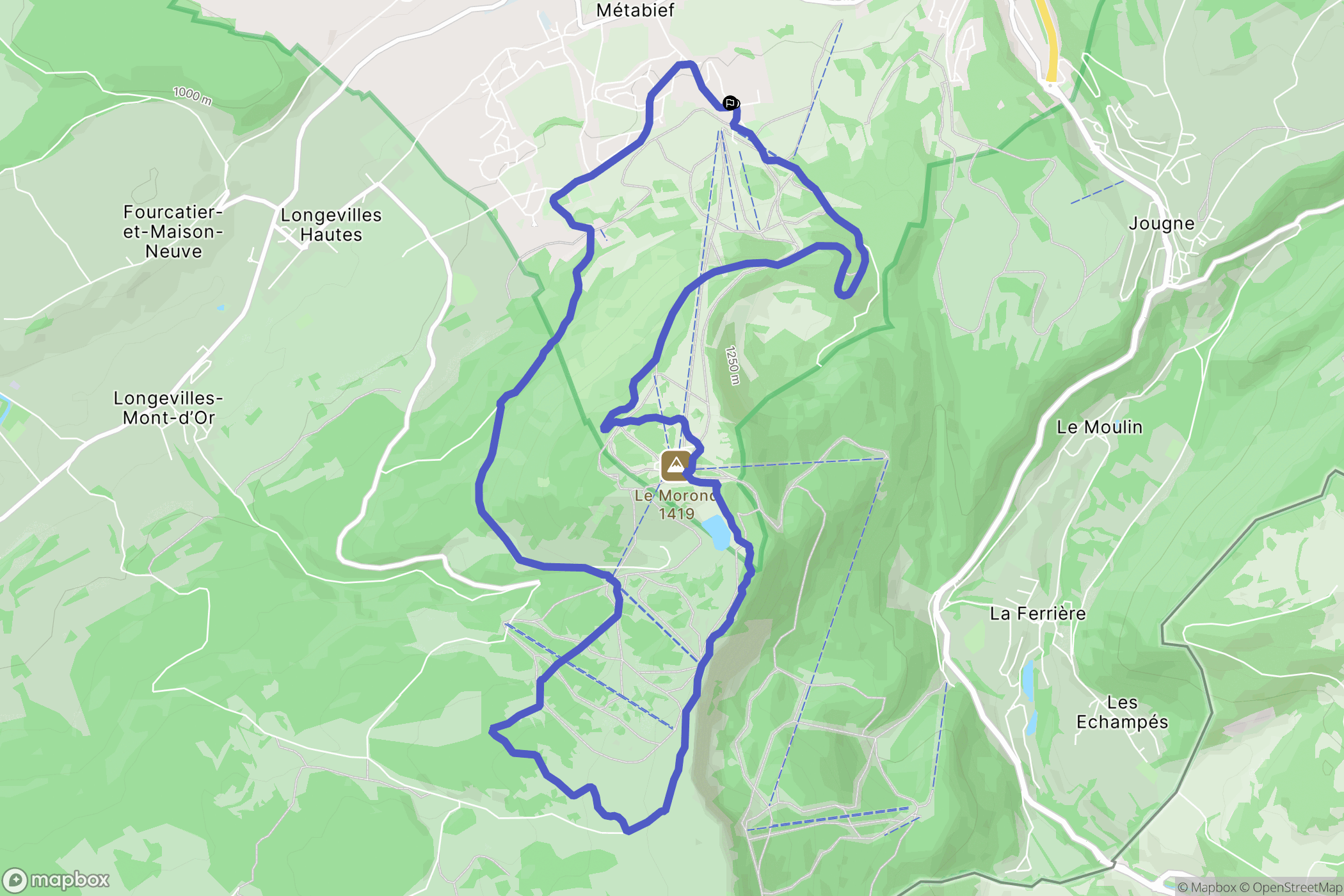 Métabief : carte du parcours de randonnée - France