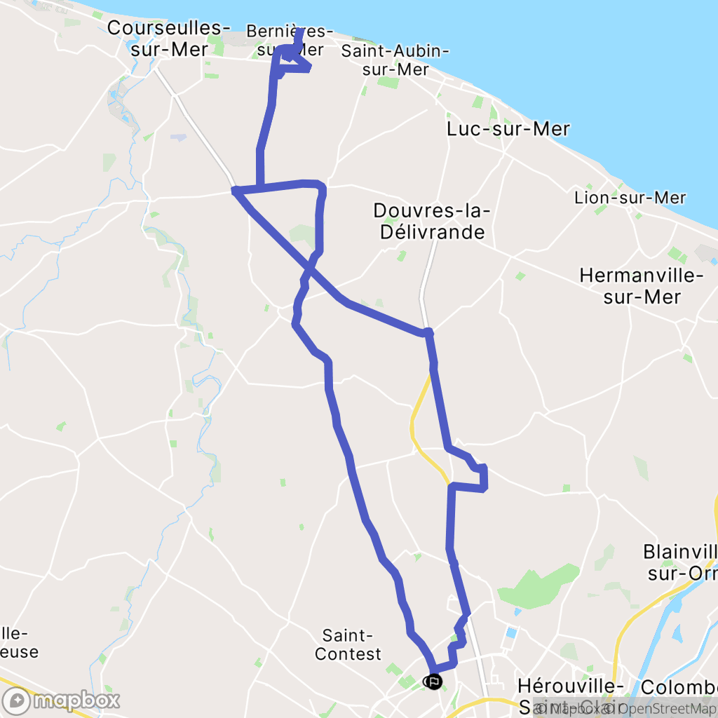 Caen : carte du parcours de randonnée - France