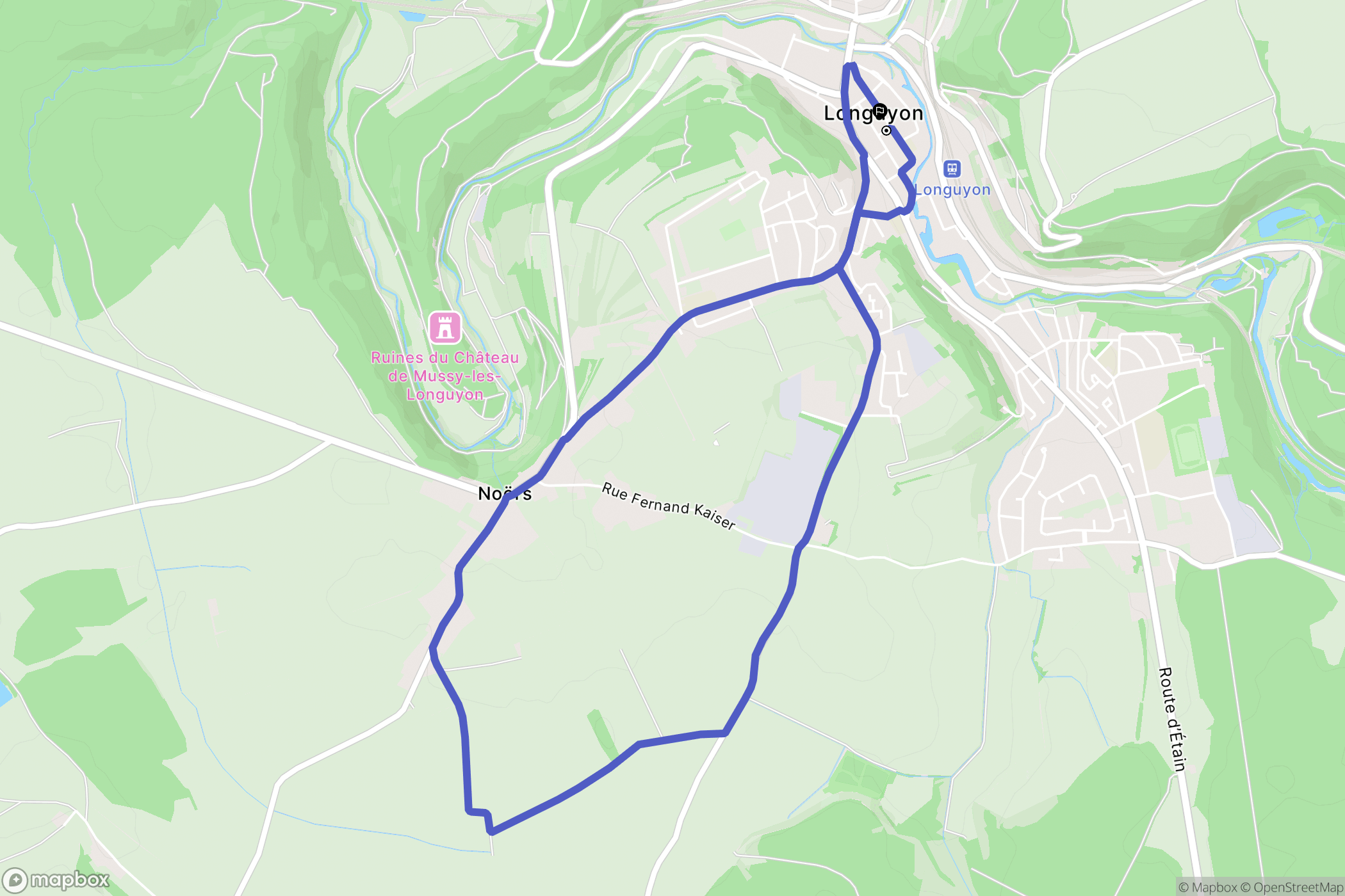 Longuyon : carte du parcours de randonnée - France