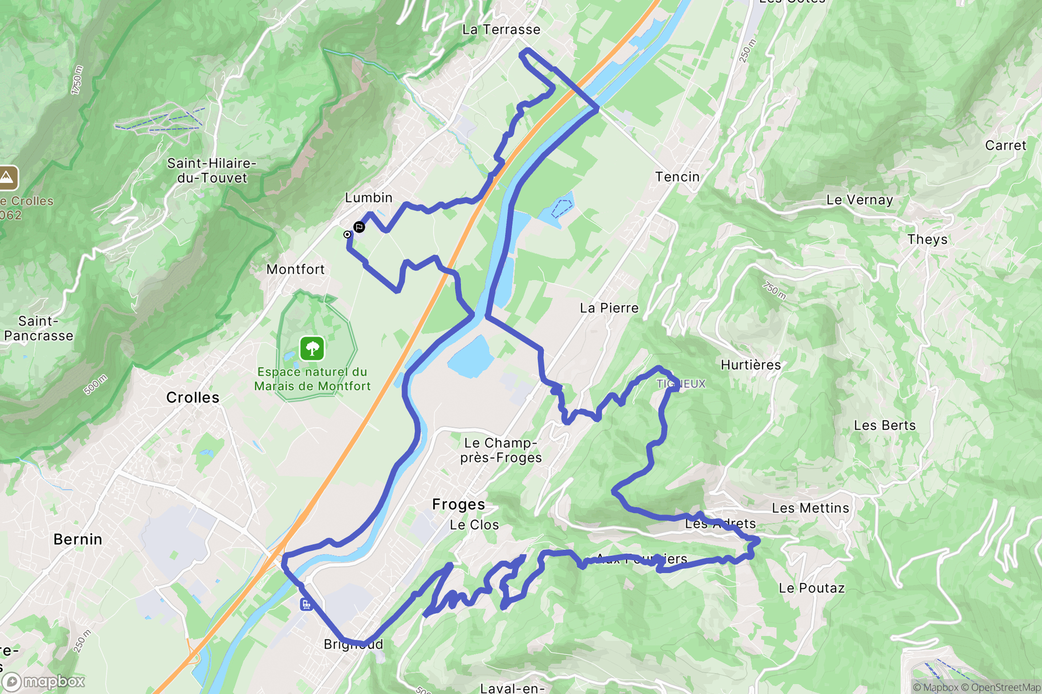 Lumbin : carte du parcours de randonnée - France