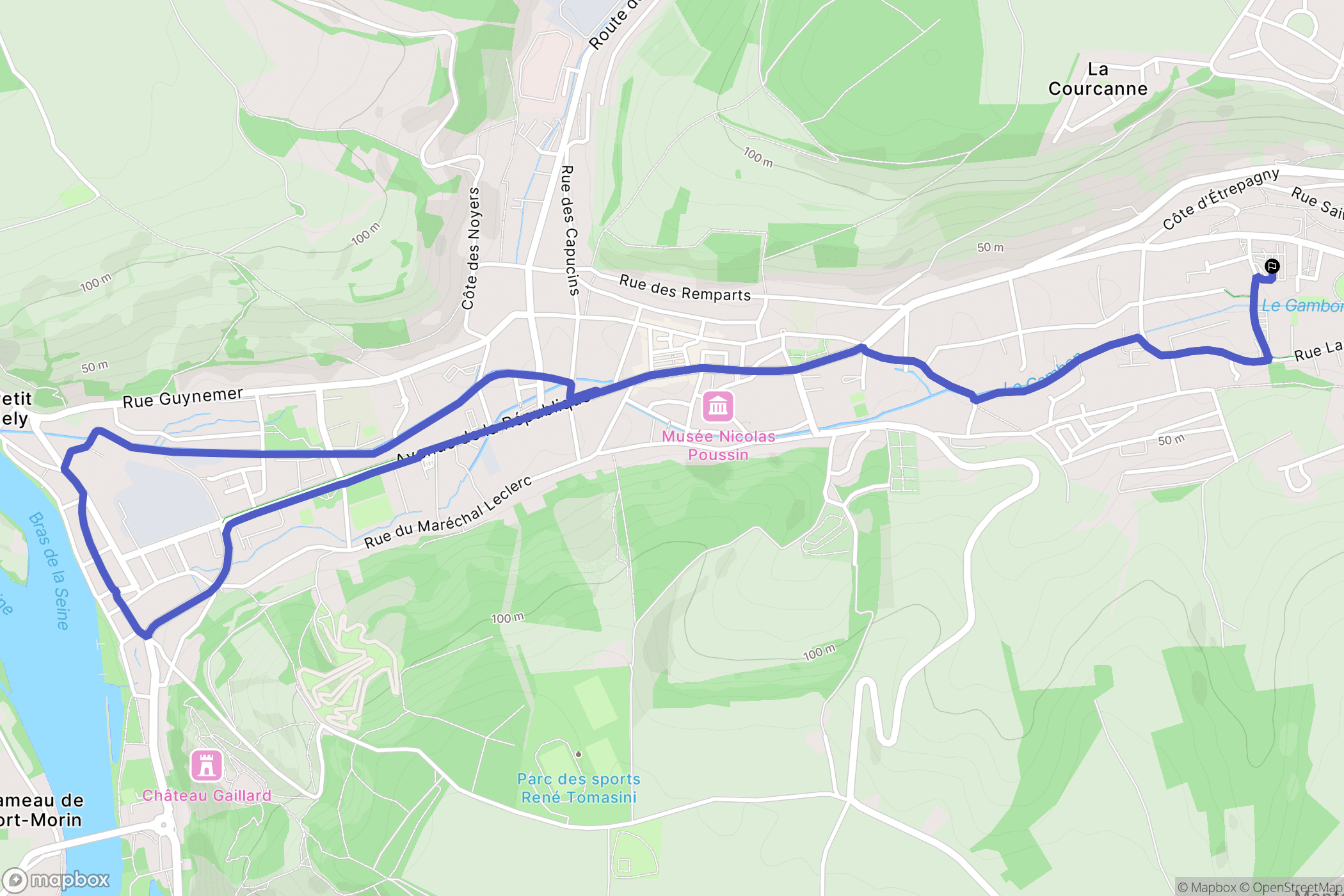Les Andelys : carte du parcours de randonnée - France