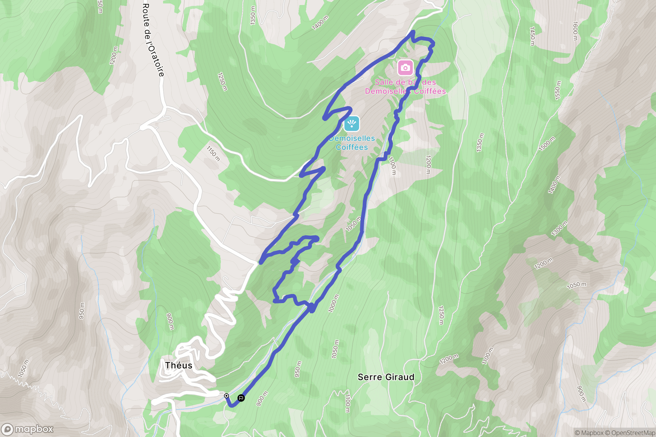 Théus : carte du parcours de randonnée - France