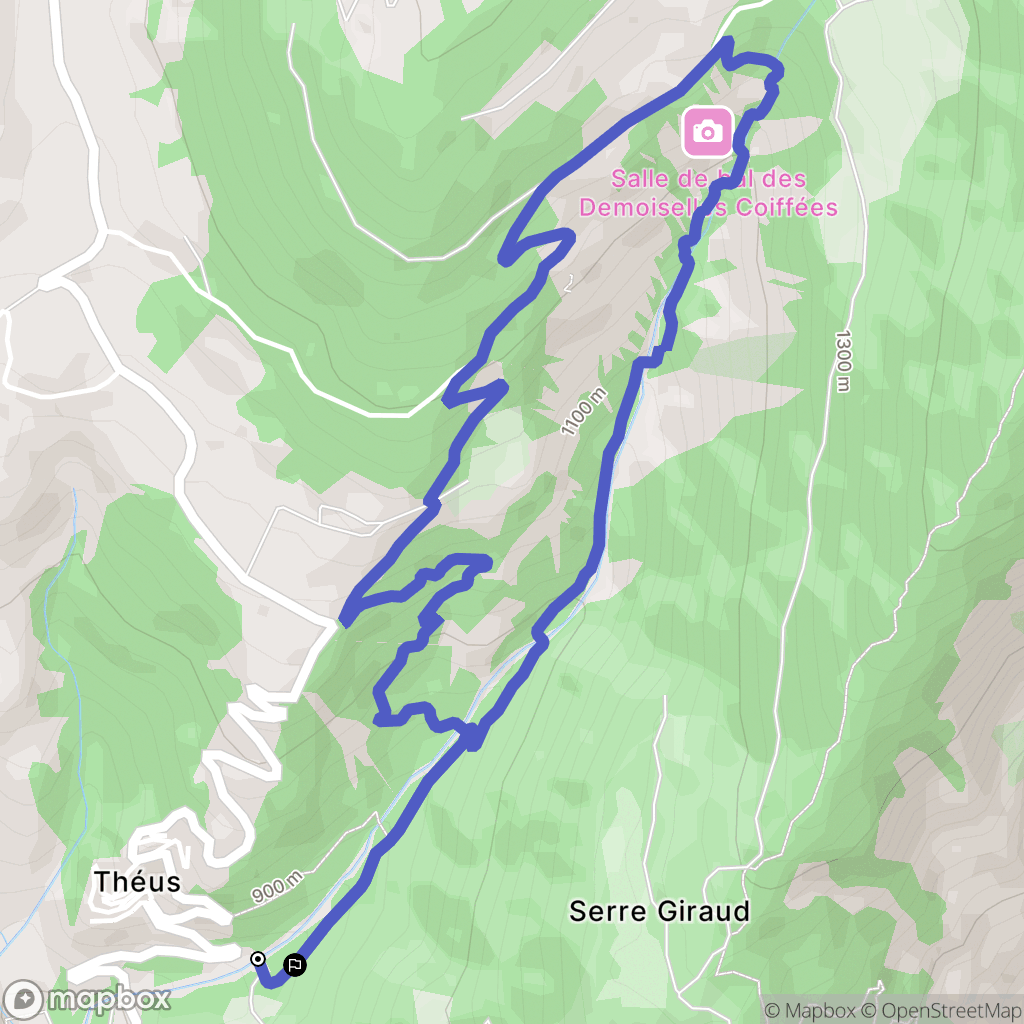 Théus : carte du parcours de randonnée - France