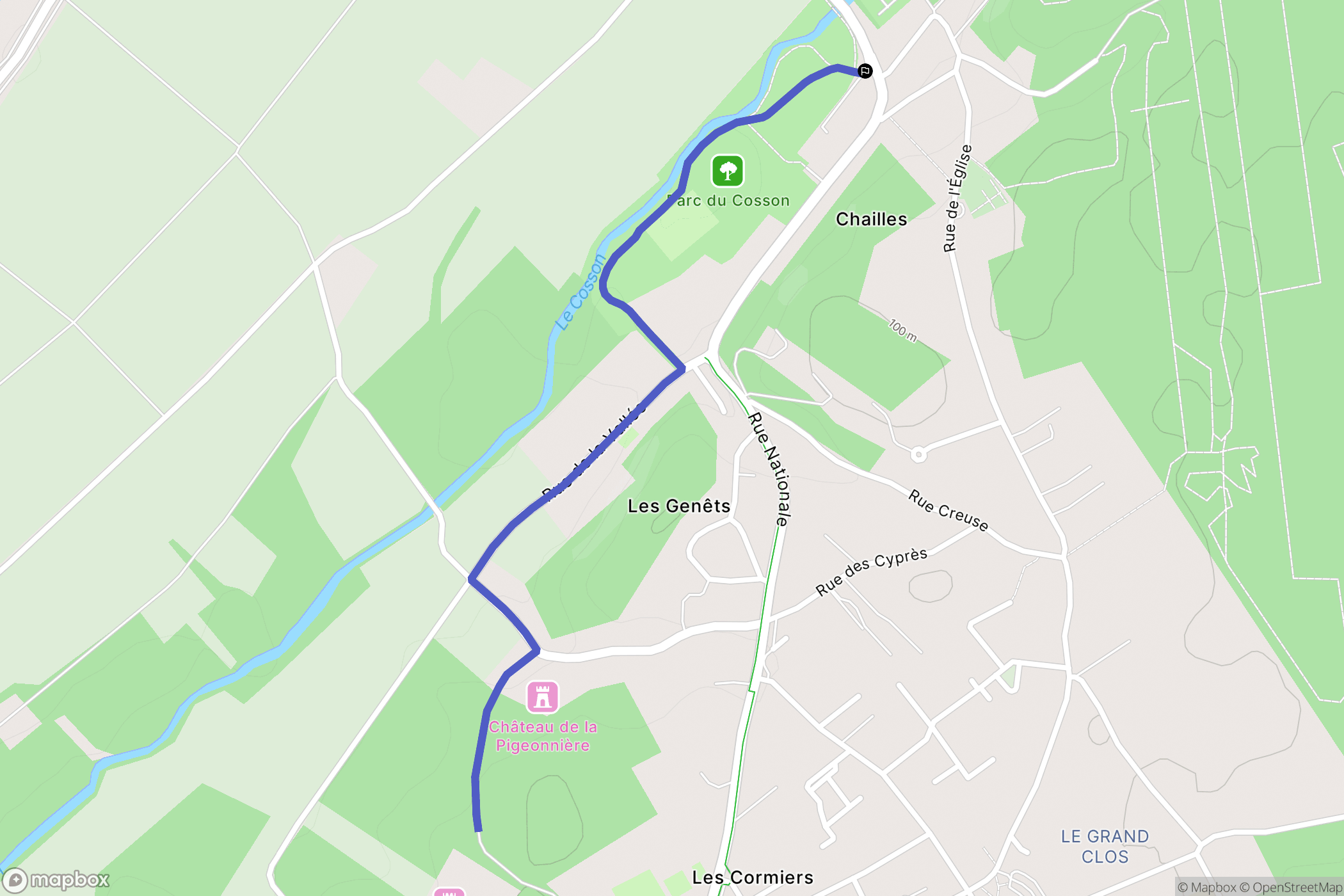 Chailles : carte du parcours de randonnée - France