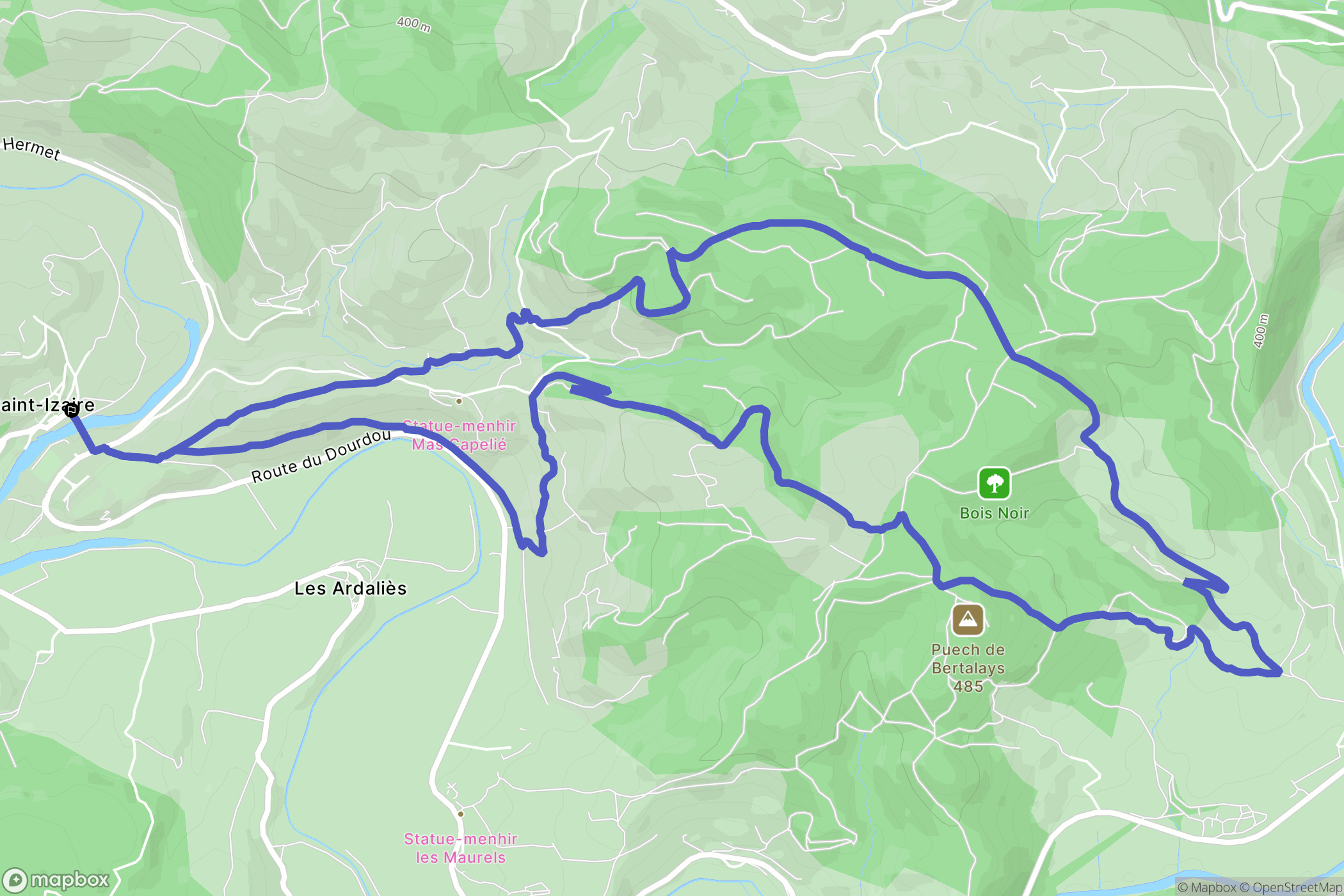Saint-Izaire : carte du parcours de randonnée - France