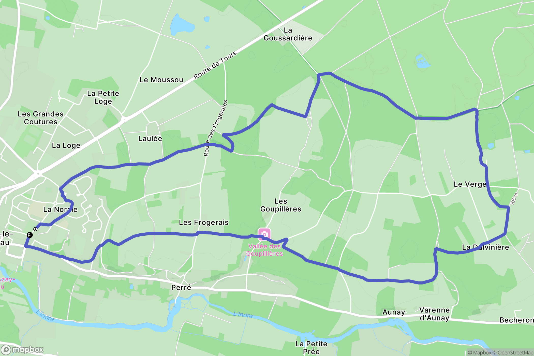 Azay-le-Rideau : carte du parcours de randonnée - France