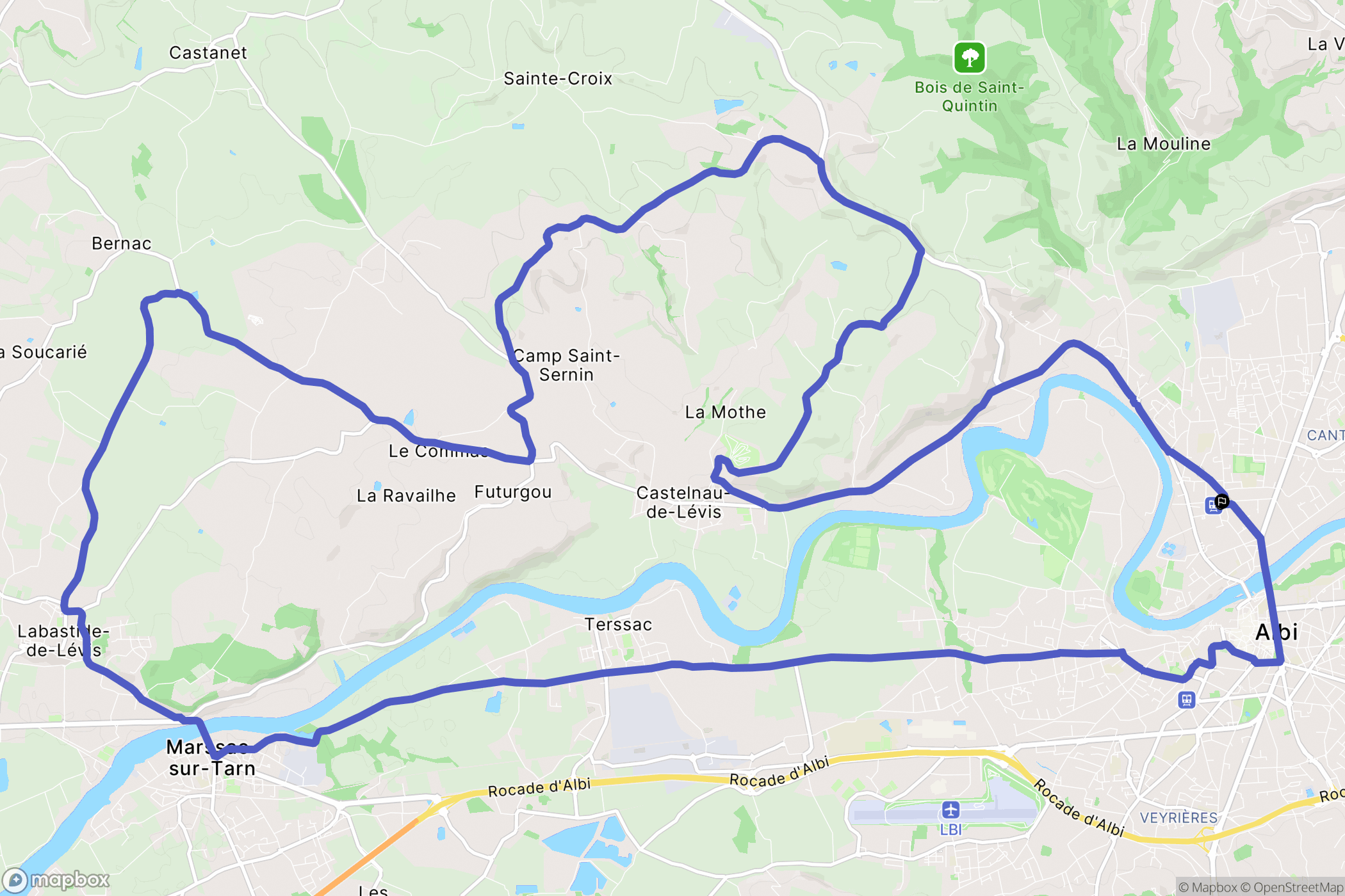 Albi : carte du parcours de randonnée - France