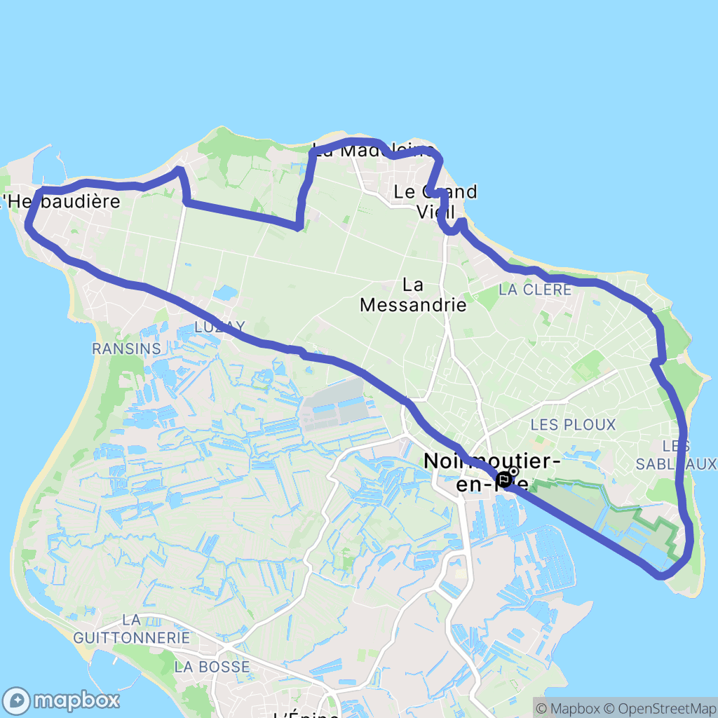 Noirmoutier-en-l'Île : carte du parcours de randonnée - France