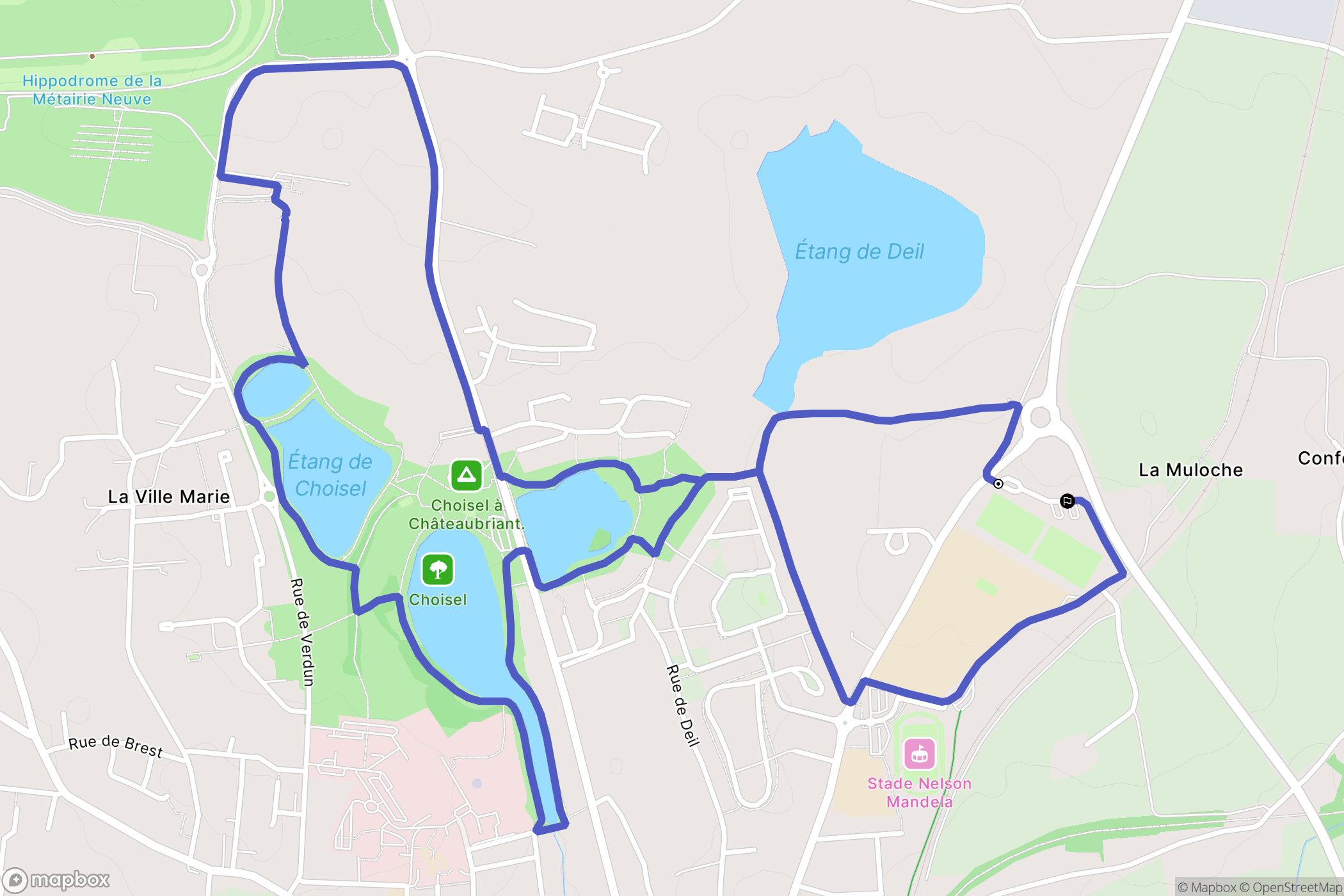 Châteaubriant : carte du parcours de randonnée - France