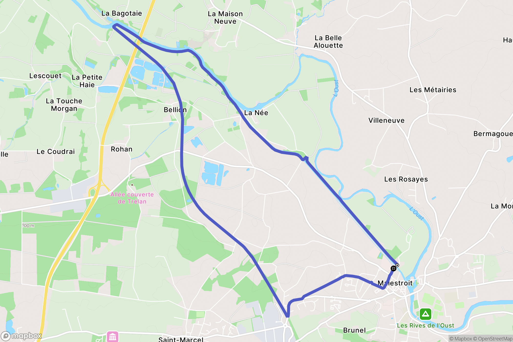 Malestroit : carte du parcours de randonnée - France