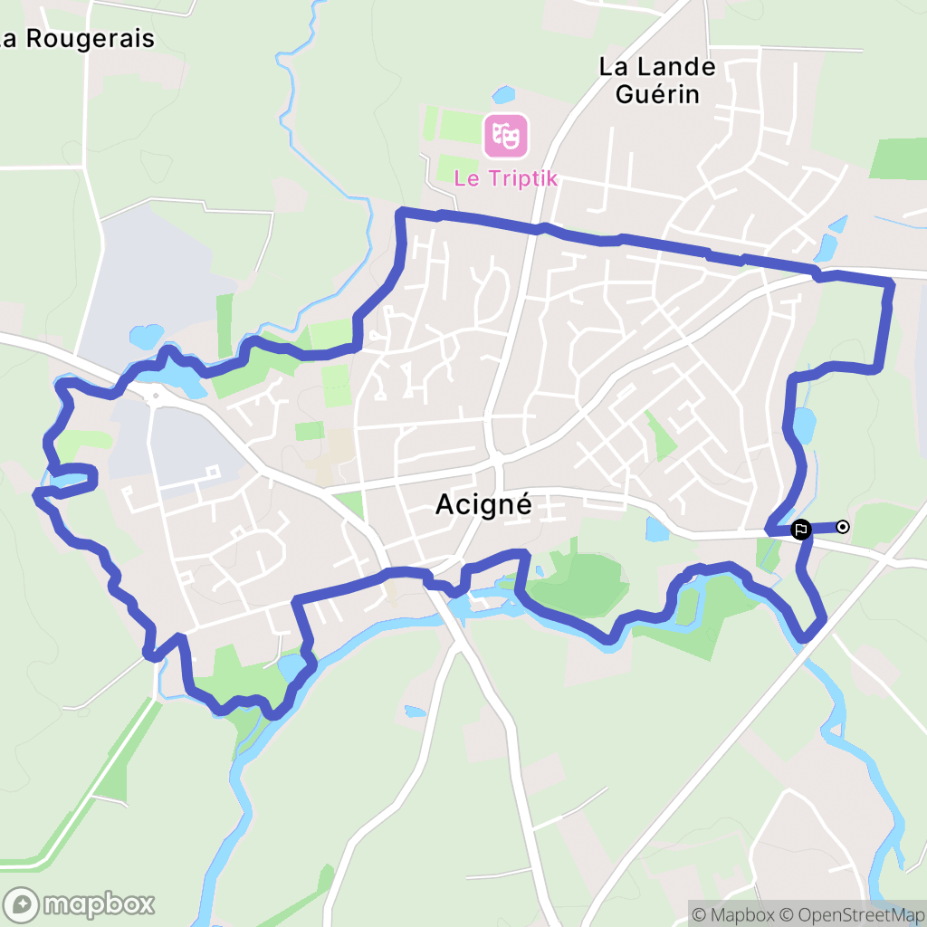 Acigné : carte du parcours de randonnée - France