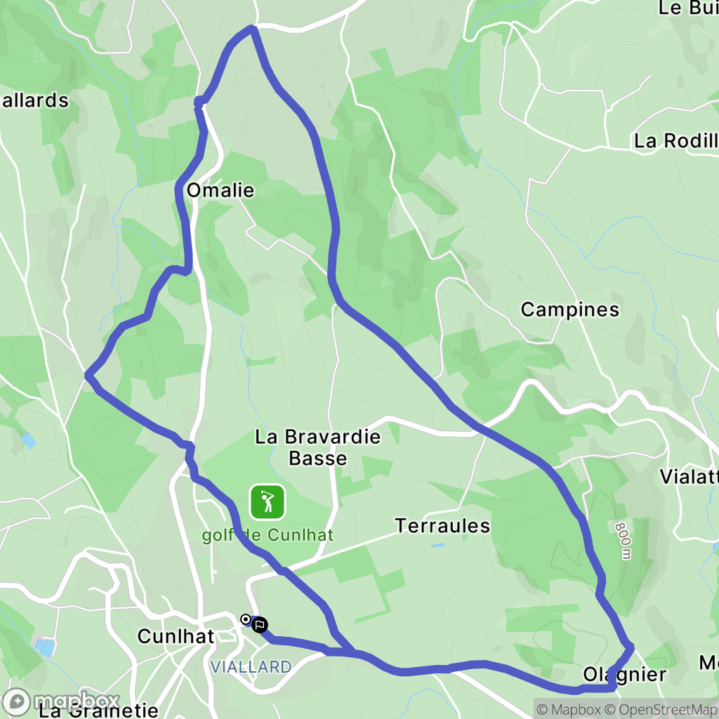 Cunlhat : carte du parcours de randonnée - France