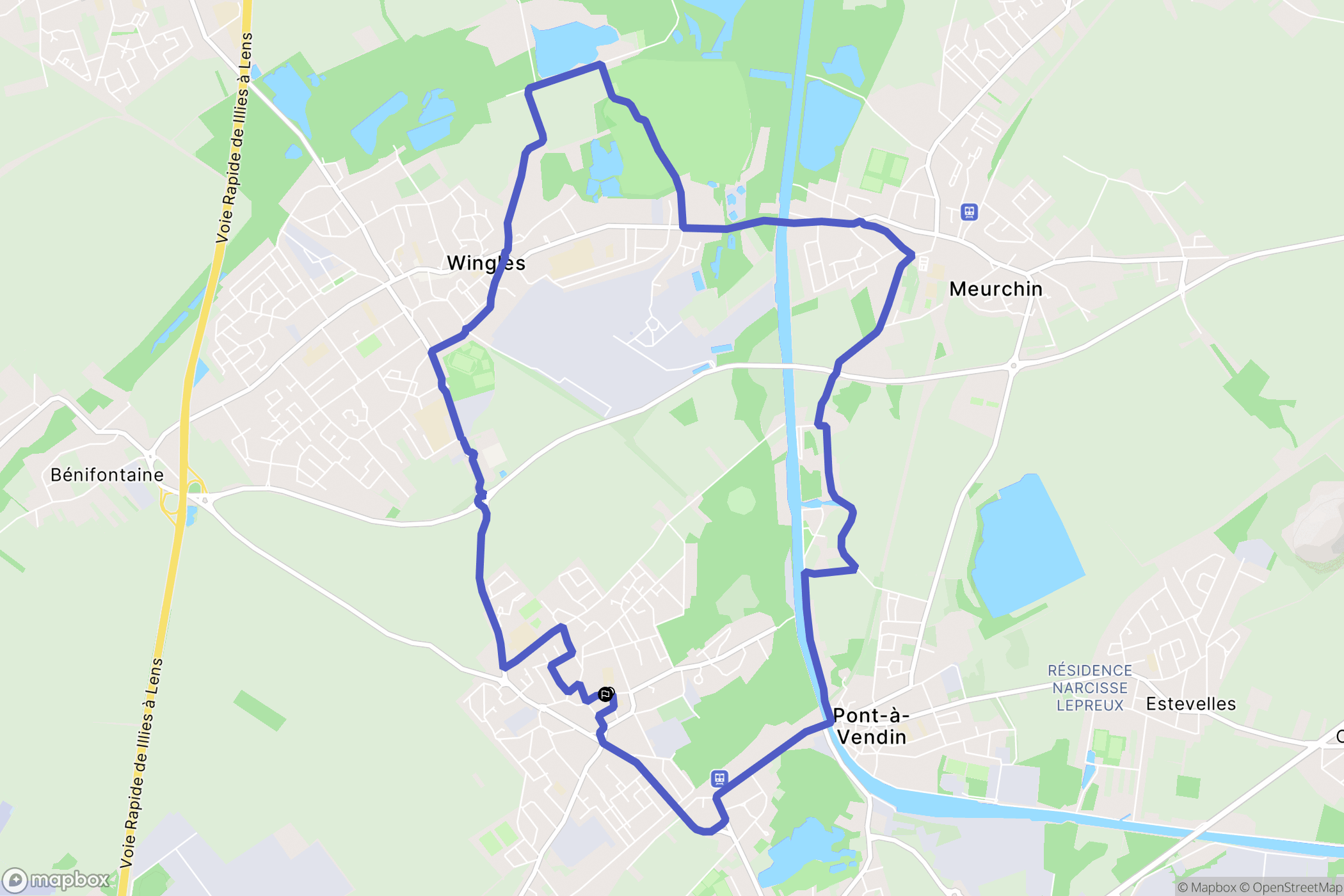 Vendin-le-Vieil : carte du parcours de randonnée - France
