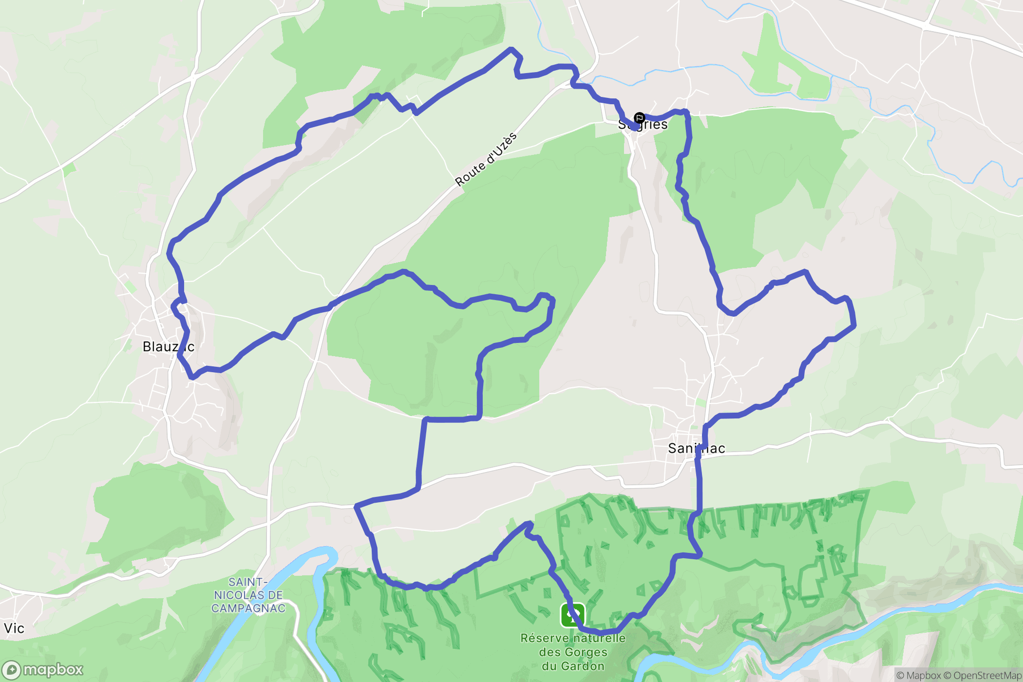 Sanilhac-Sagriès : carte du parcours de randonnée - France