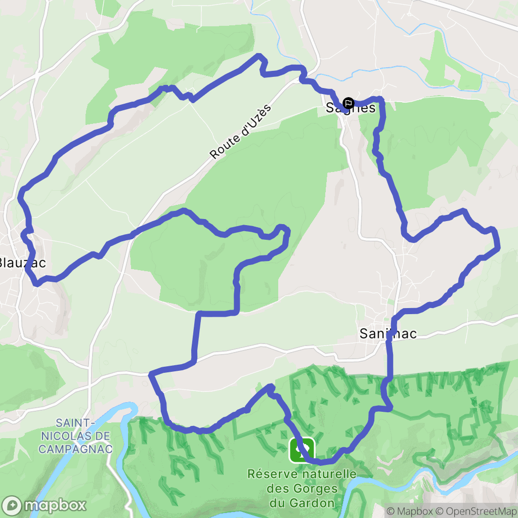 Sanilhac-Sagriès : carte du parcours de randonnée - France