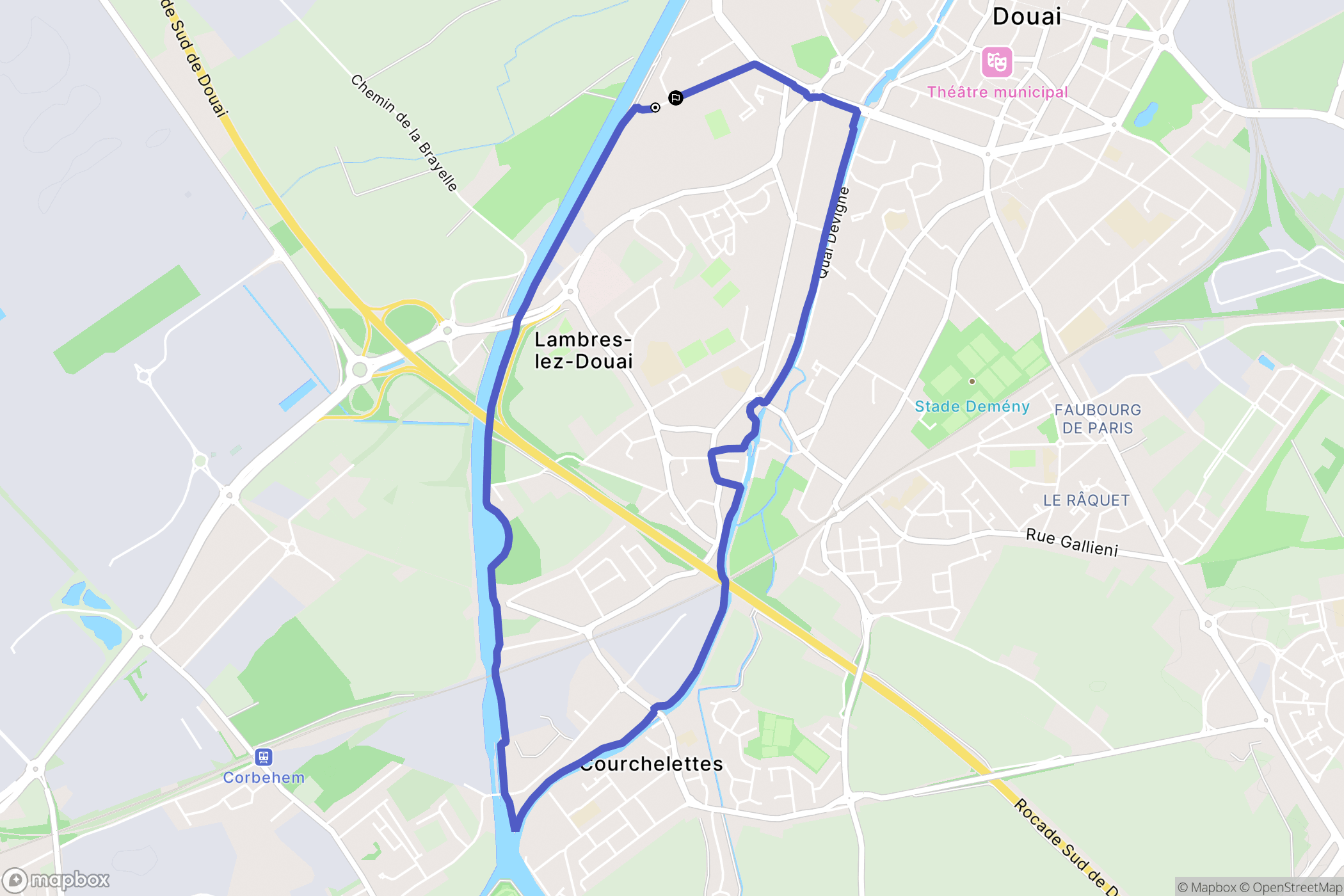 Douai : carte du parcours de randonnée - France