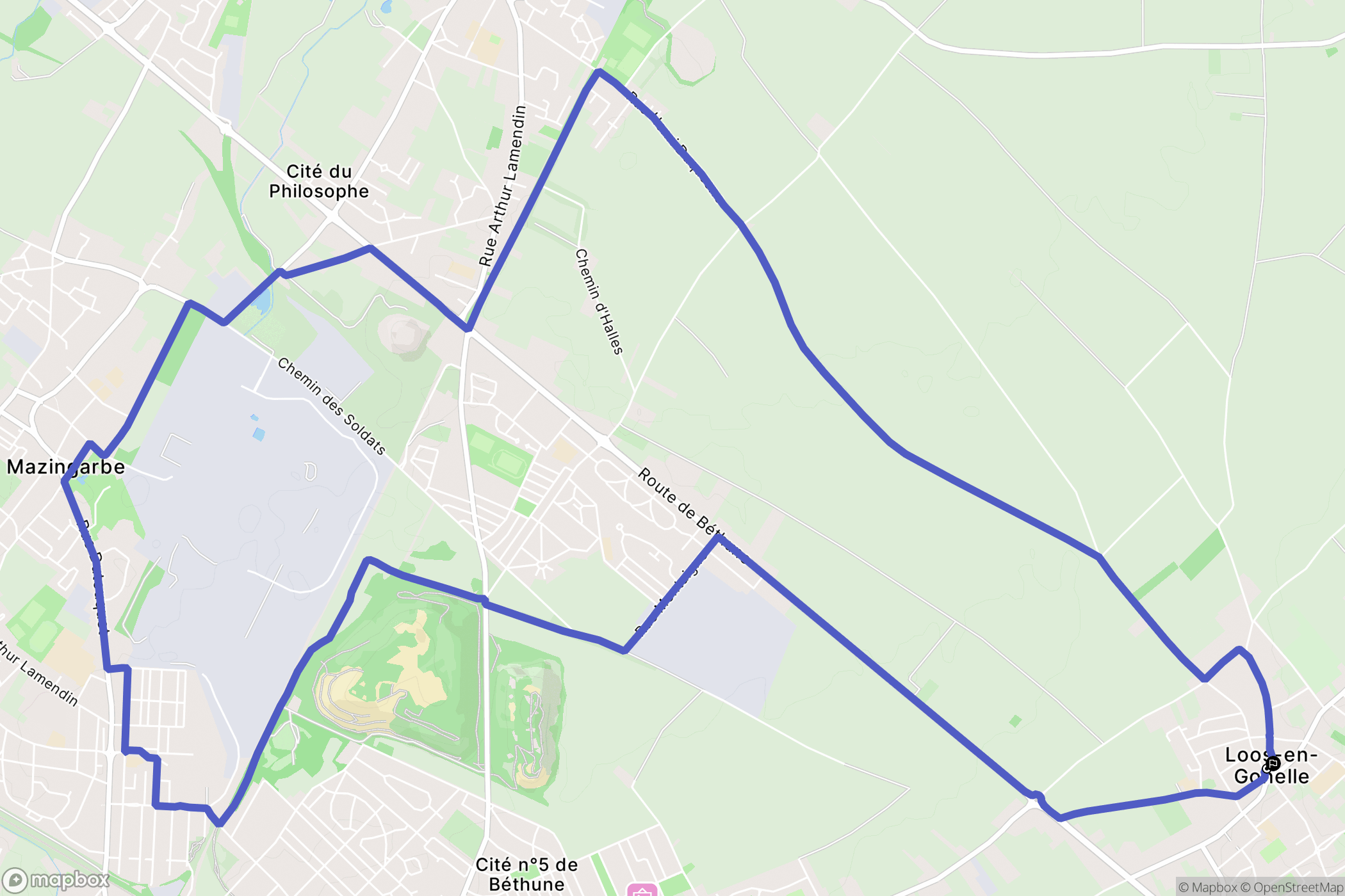 Loos-en-Gohelle : carte du parcours de randonnée - France