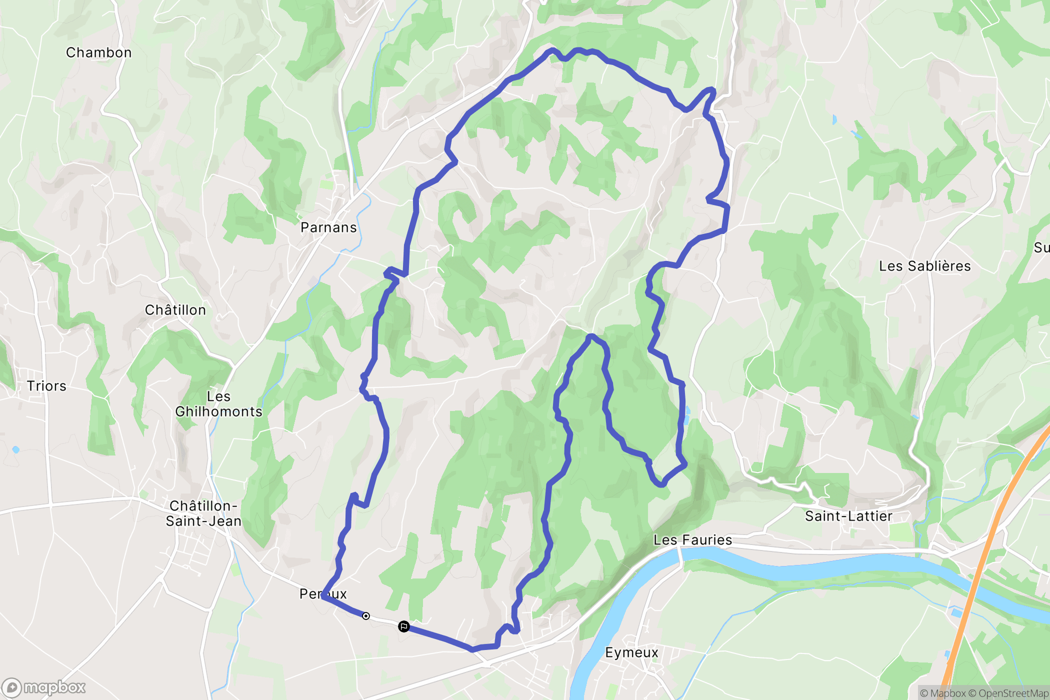Châtillon-Saint-Jean : carte du parcours de randonnée - France