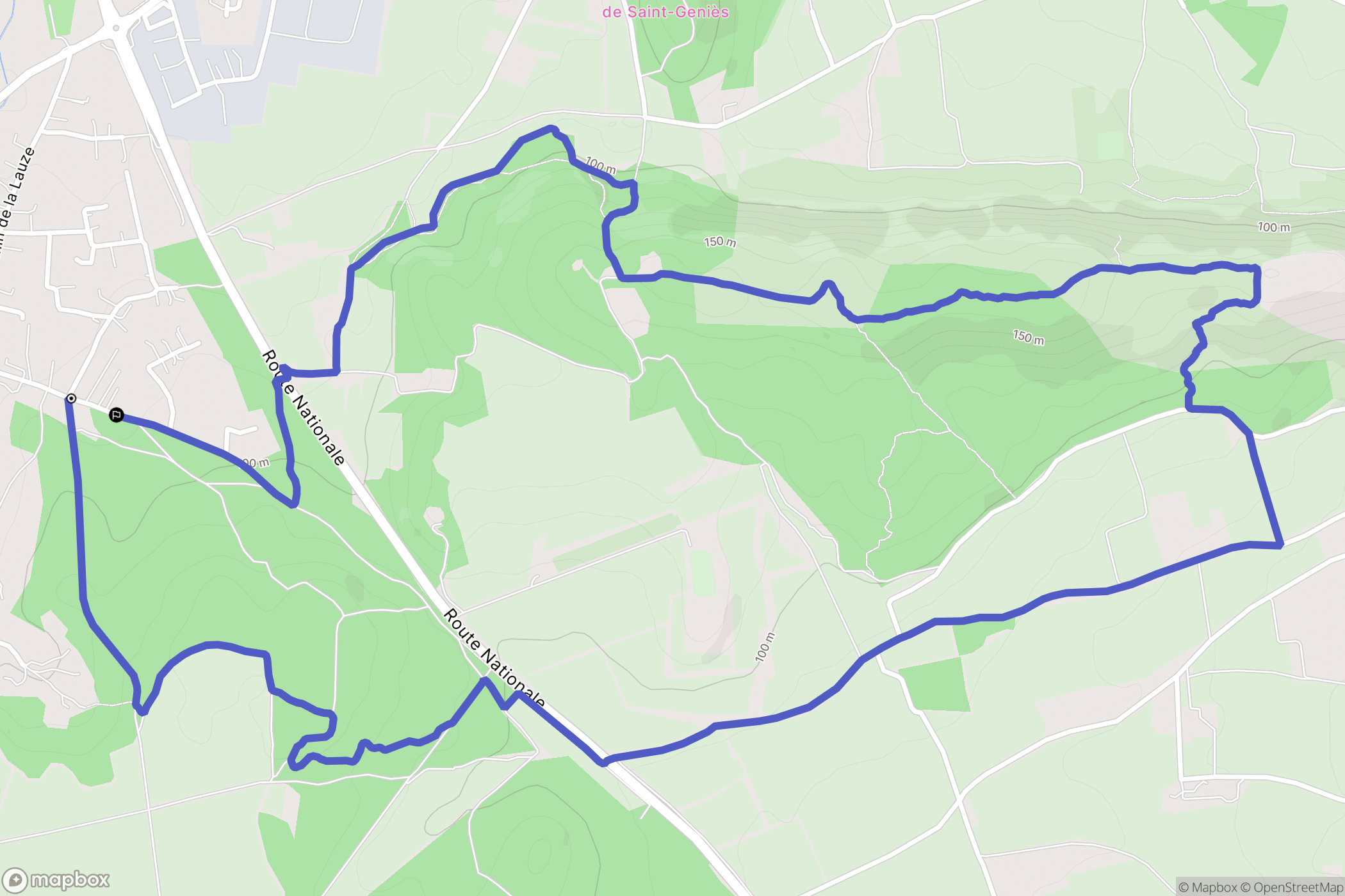 Saint-Laurent-des-Arbres : carte du parcours de randonnée - France