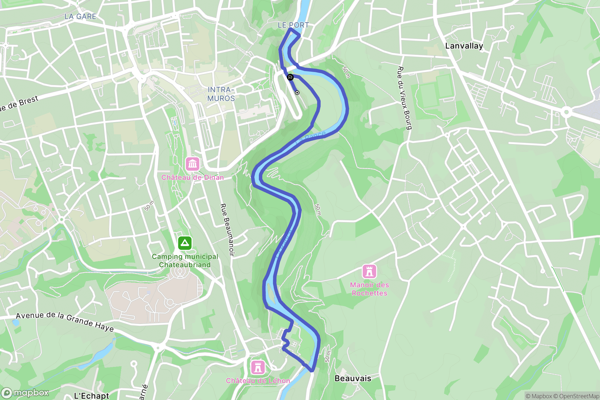 Dinan : carte du parcours de randonnée - France