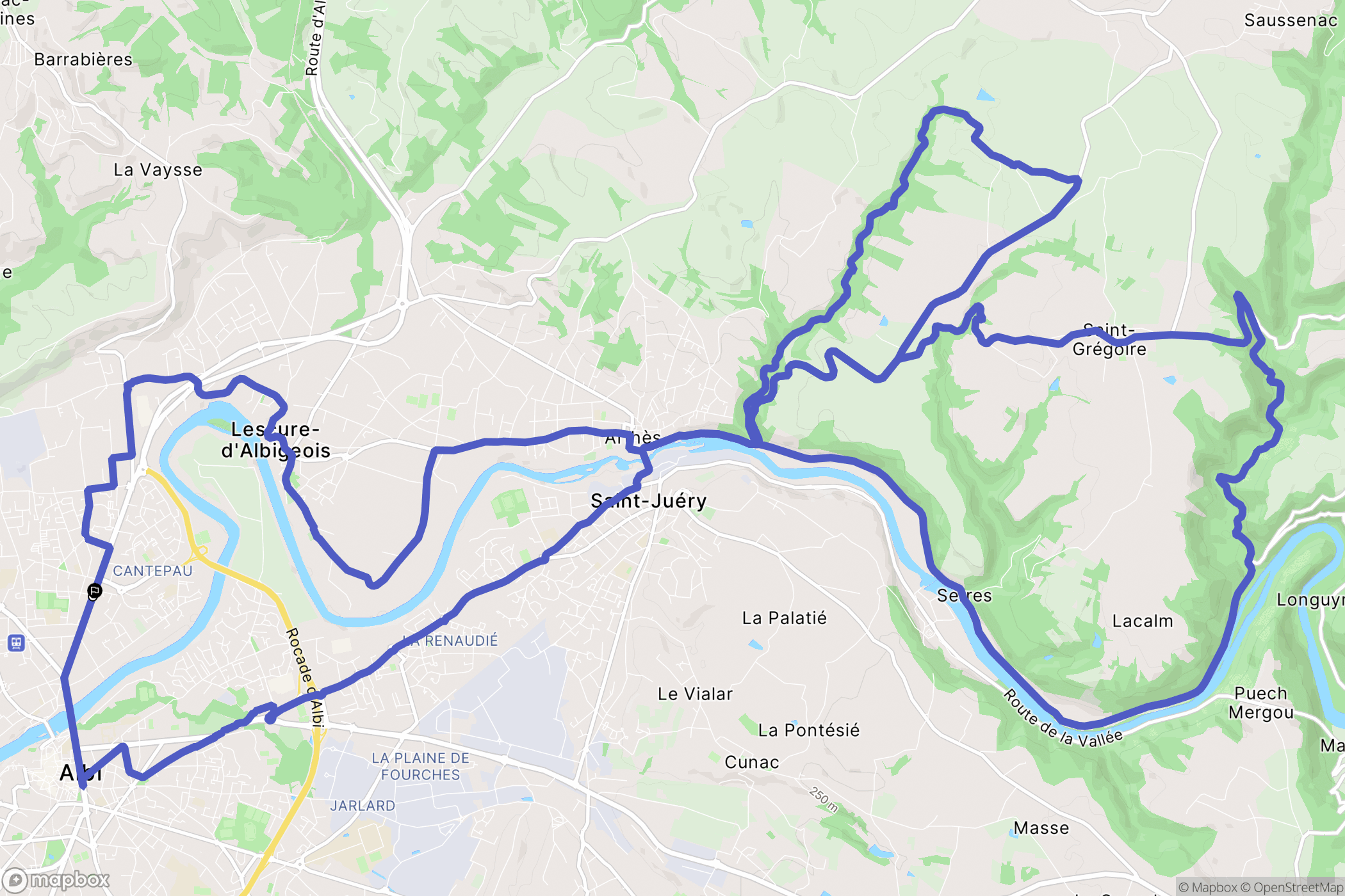 Albi : carte du parcours de randonnée - France