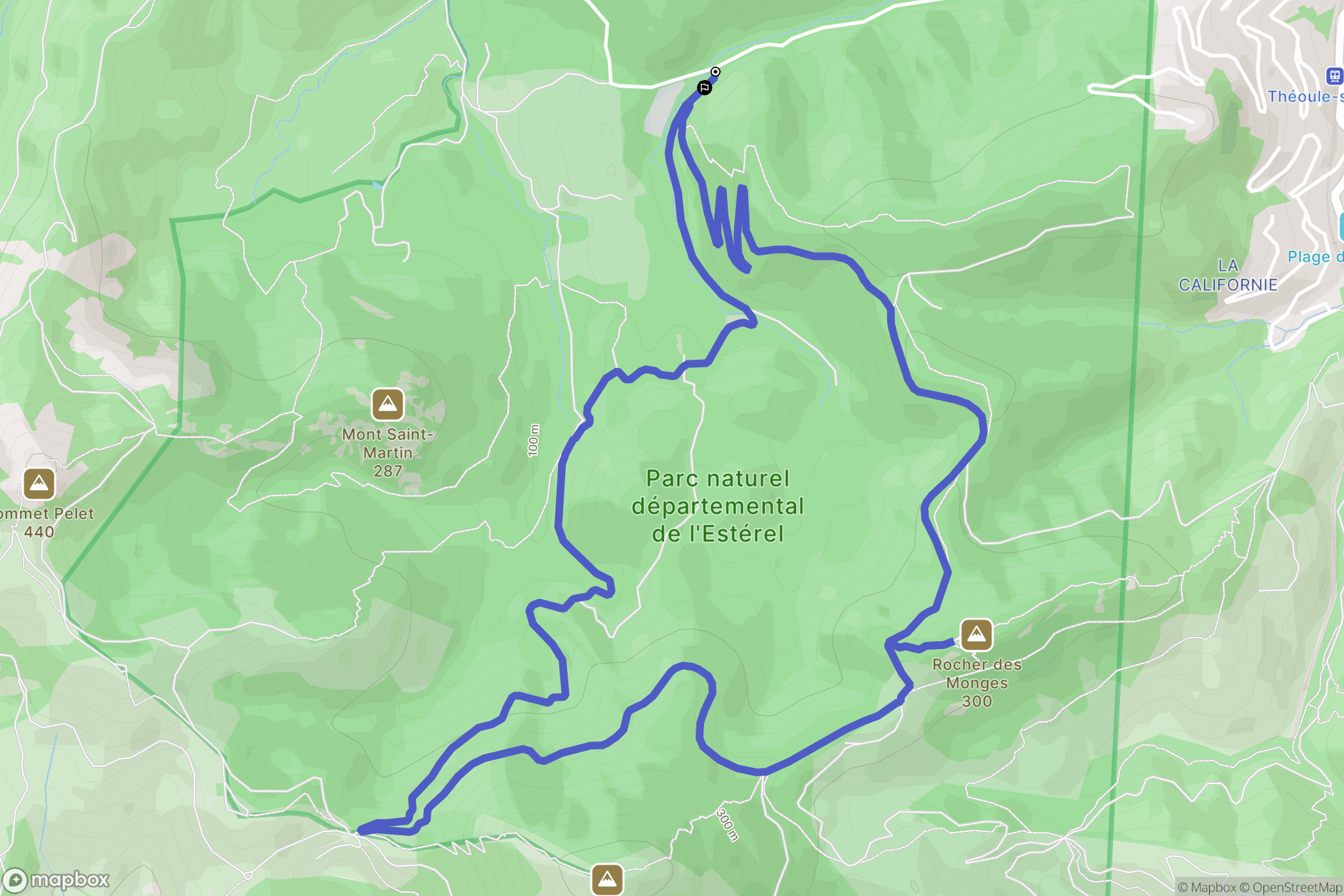 Théoule-sur-Mer : carte du parcours de randonnée - France