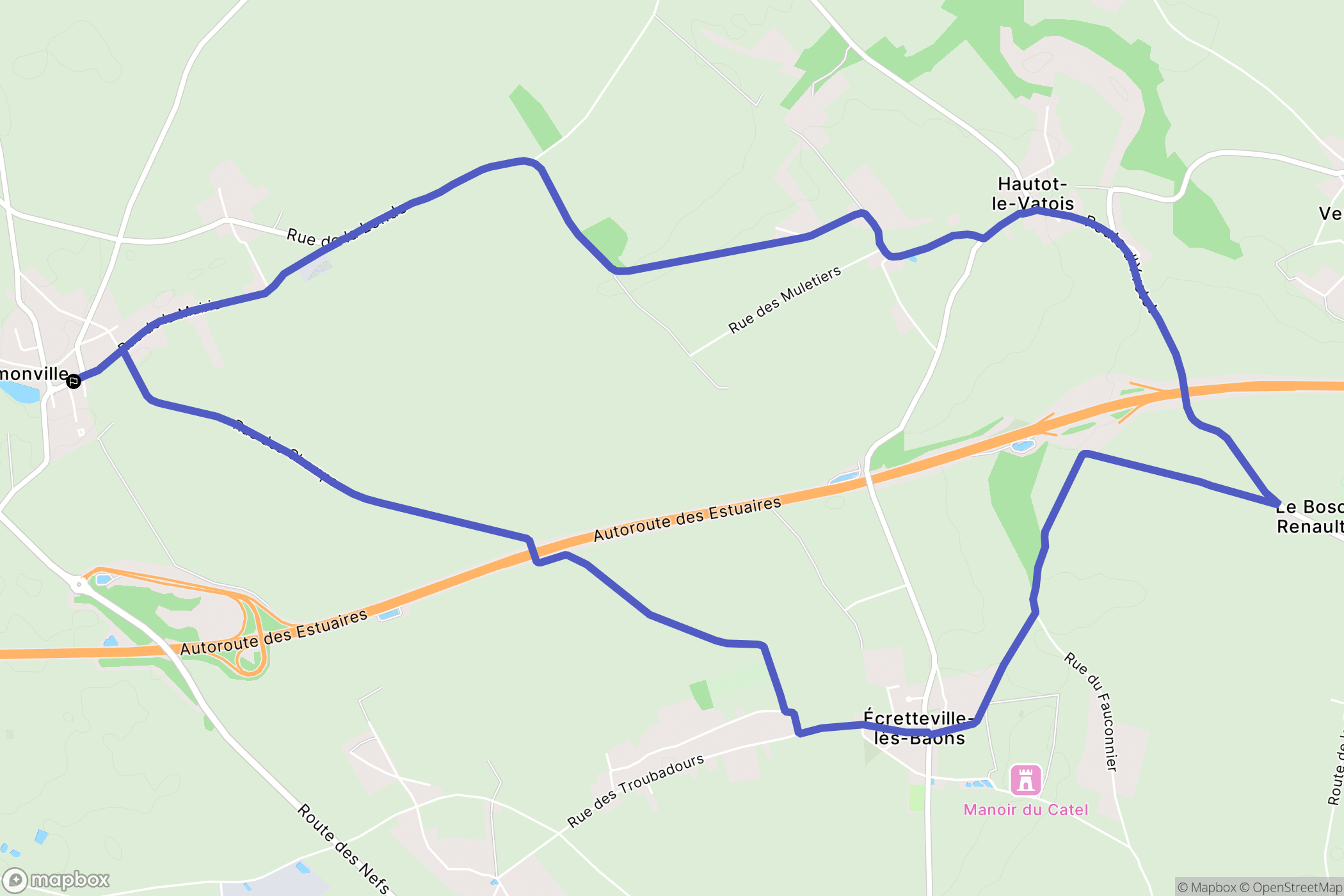 Terres-de-Caux : carte du parcours de randonnée - France