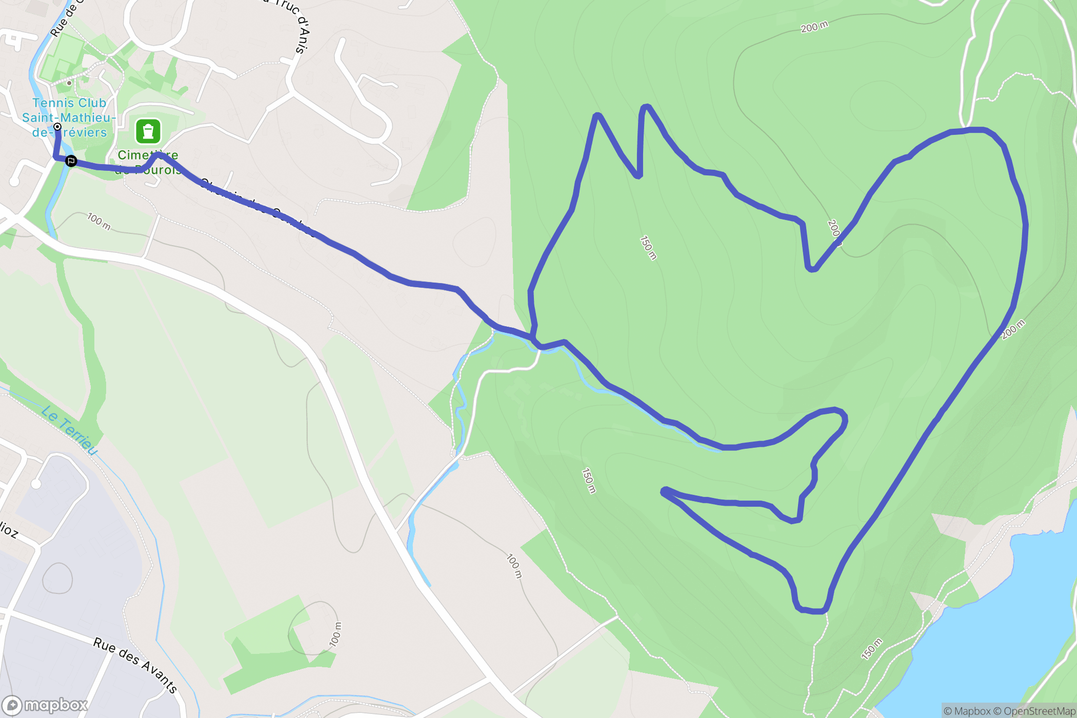 Saint-Mathieu-de-Tréviers : carte du parcours de randonnée - France