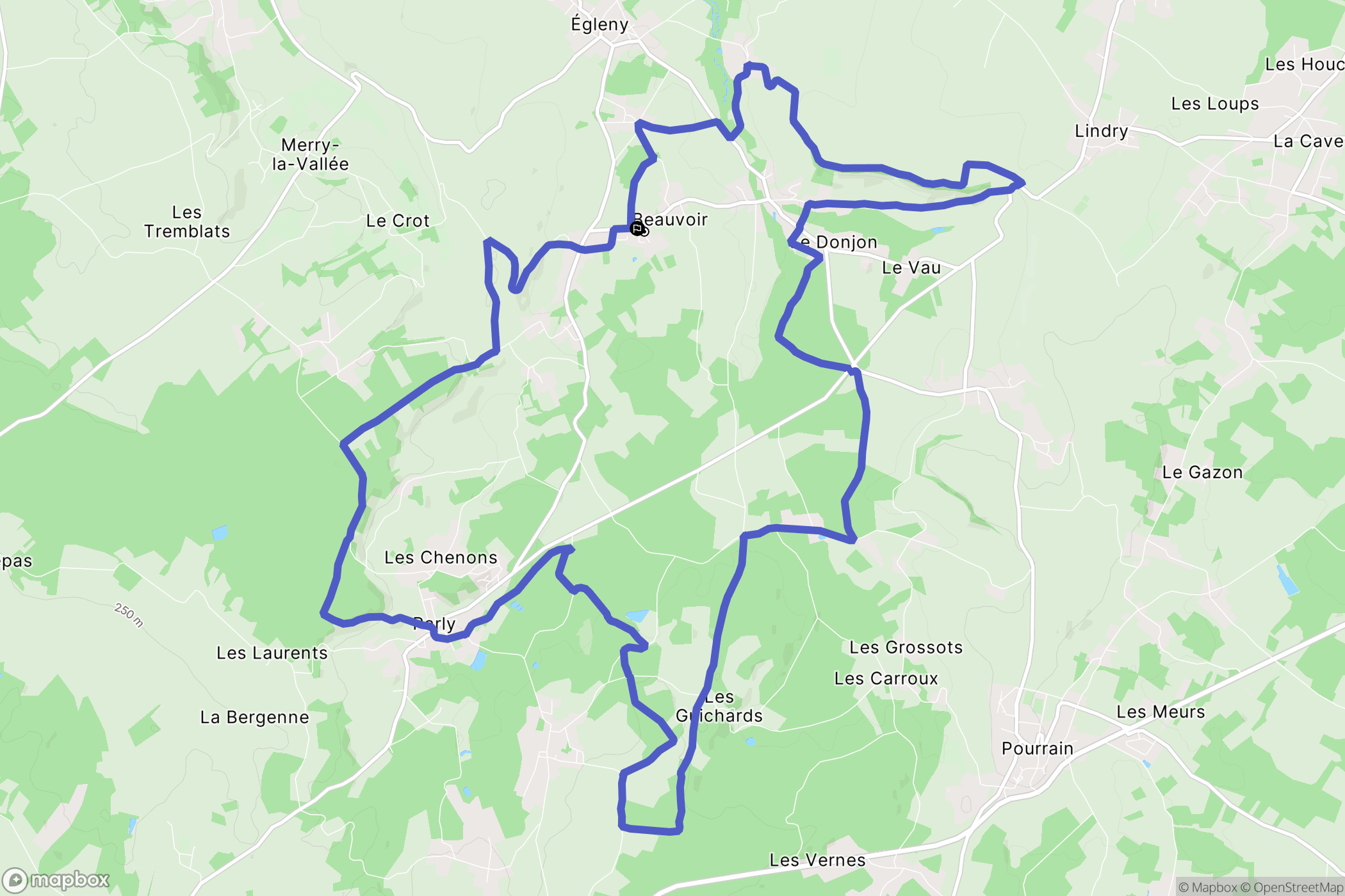 Beauvoir : carte du parcours de randonnée - France