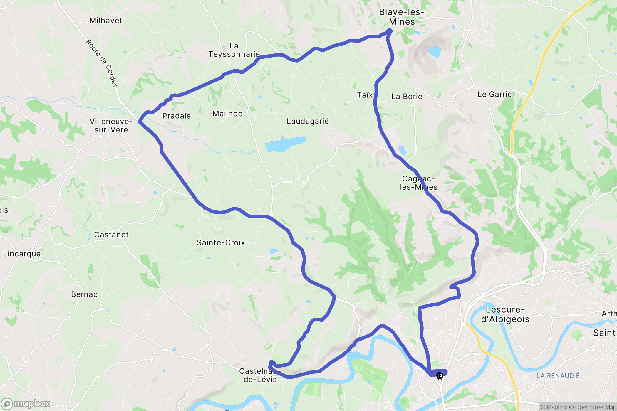 Albi : carte du parcours de randonnée - France