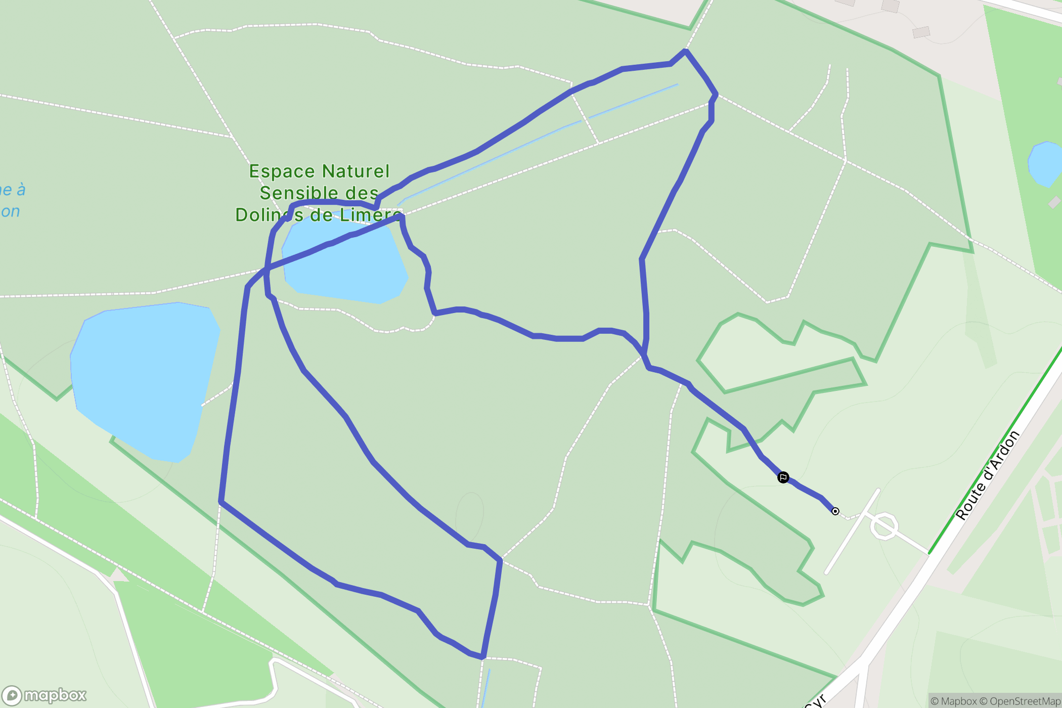 Ardon : carte du parcours de randonnée - France