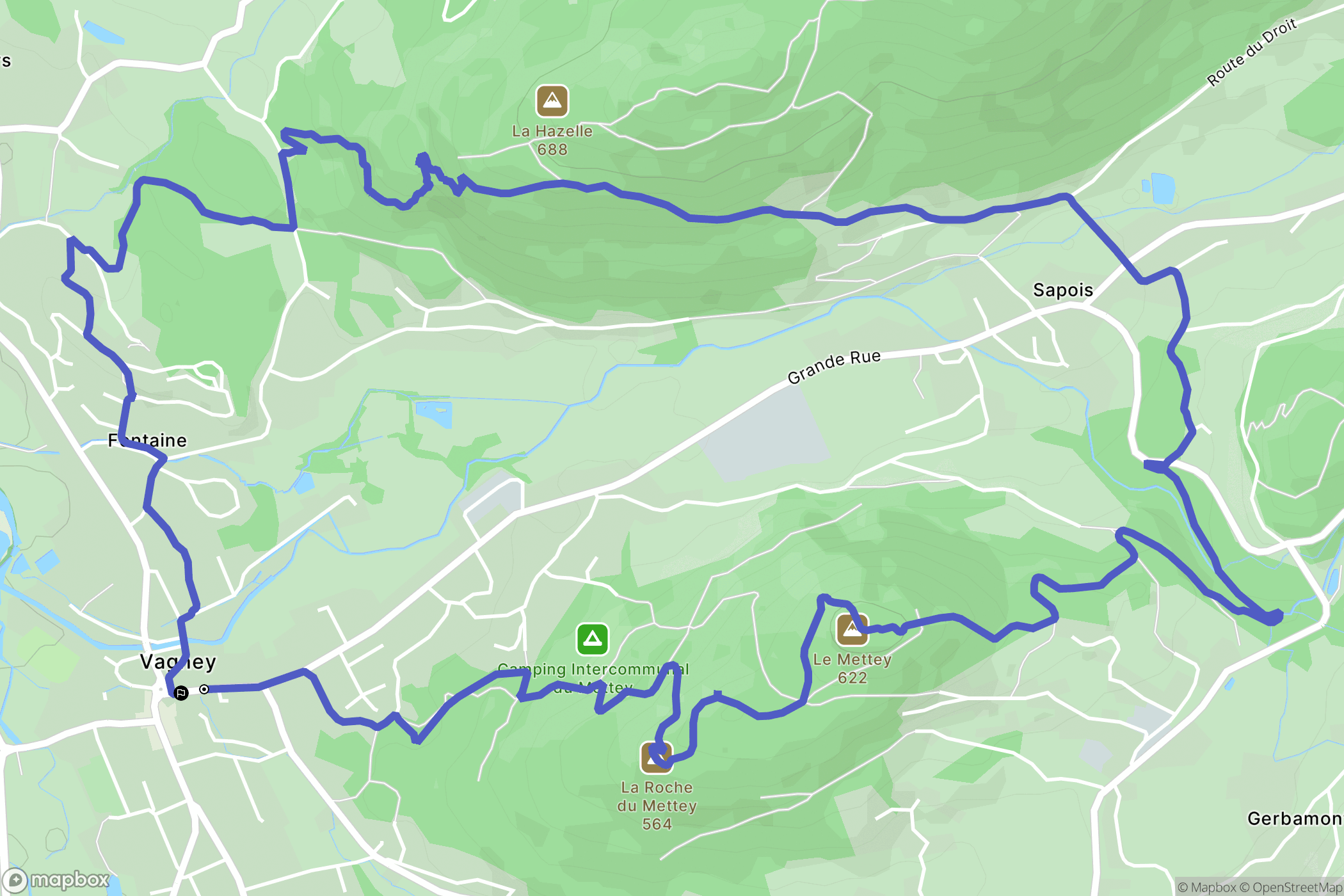 Vagney : carte du parcours de randonnée - France