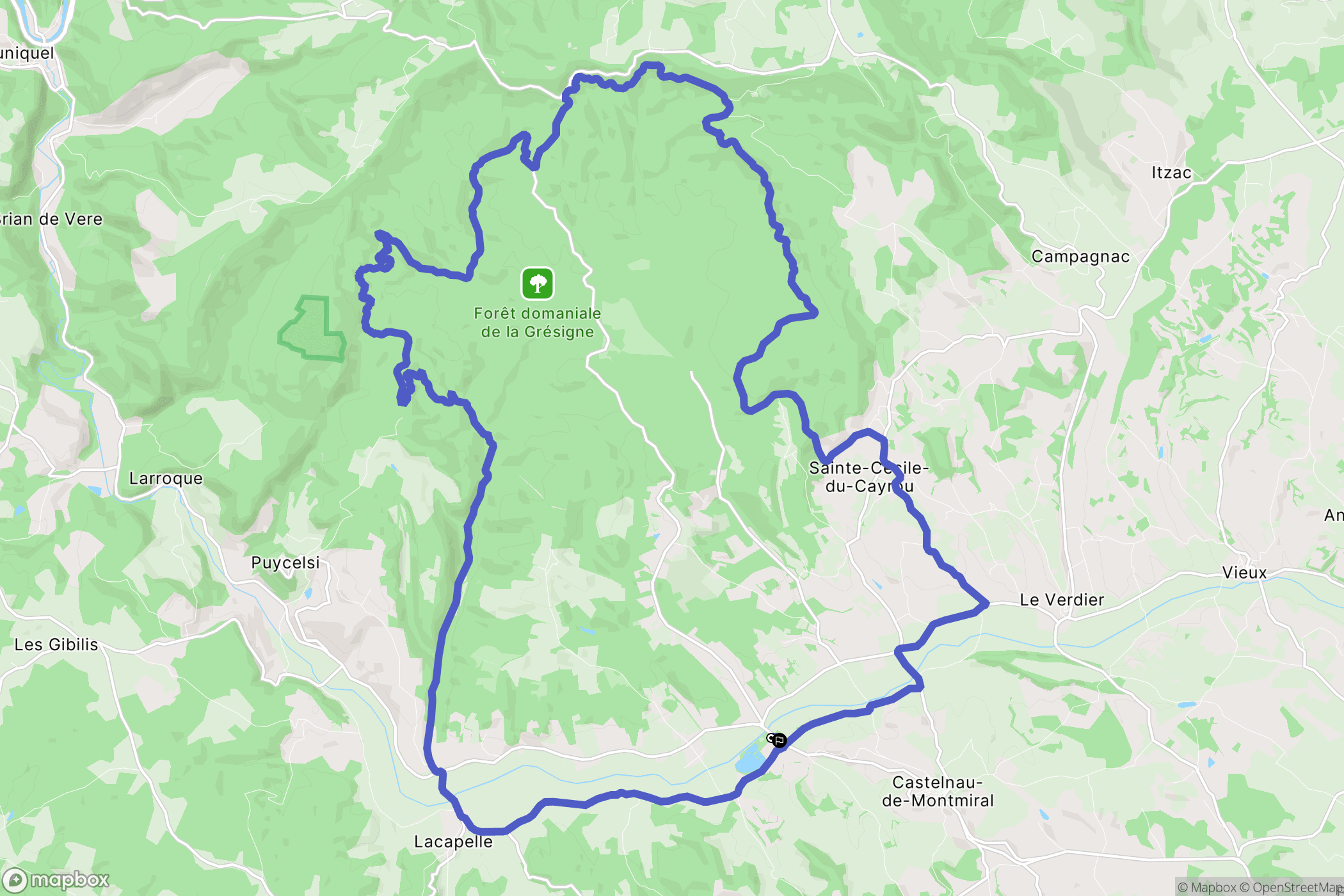 Castelnau-de-Montmiral : carte du parcours de randonnée - France