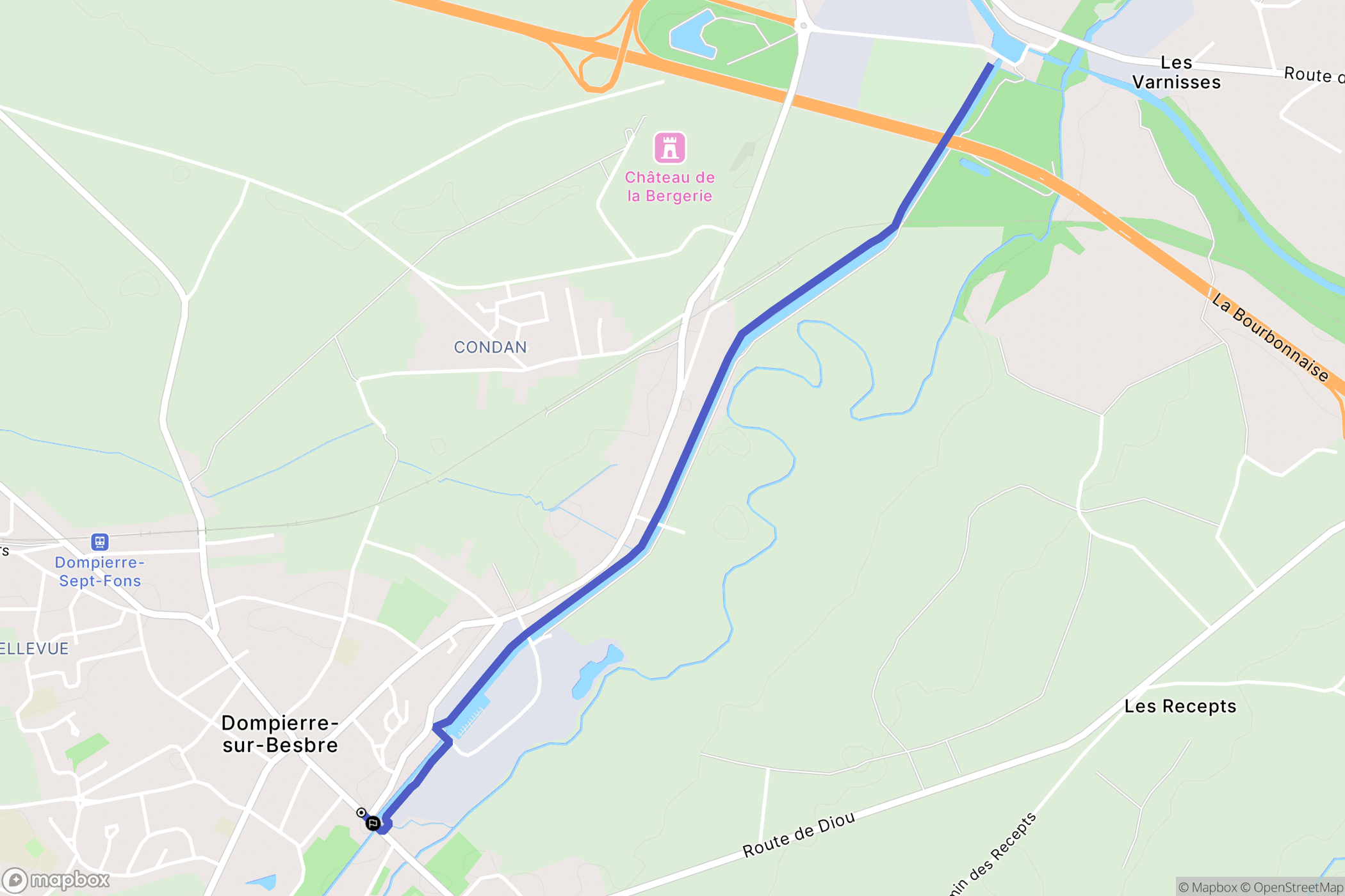 Dompierre-sur-Besbre : carte du parcours de randonnée - France