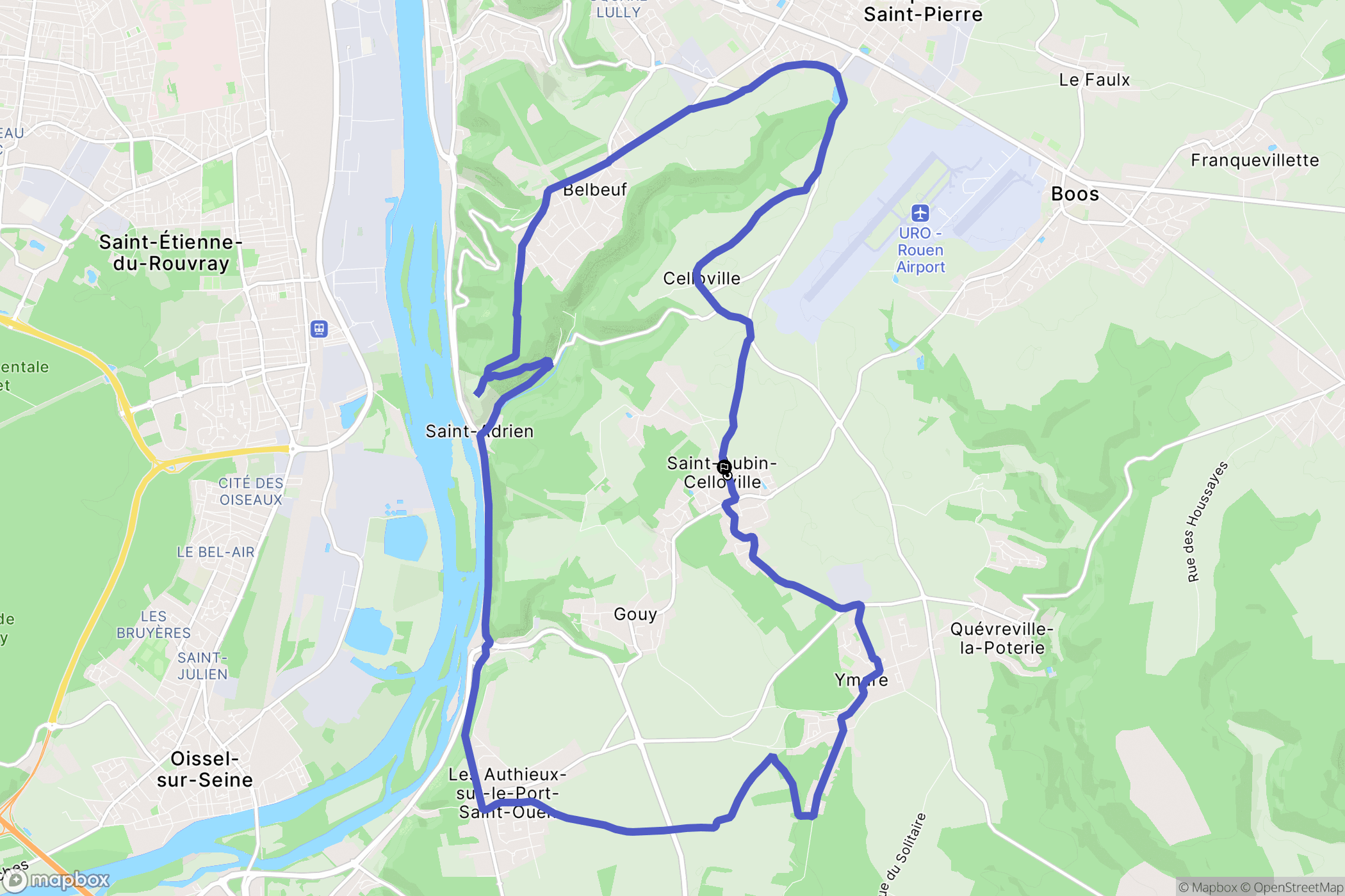 Saint-Aubin-Celloville : carte du parcours de randonnée - France